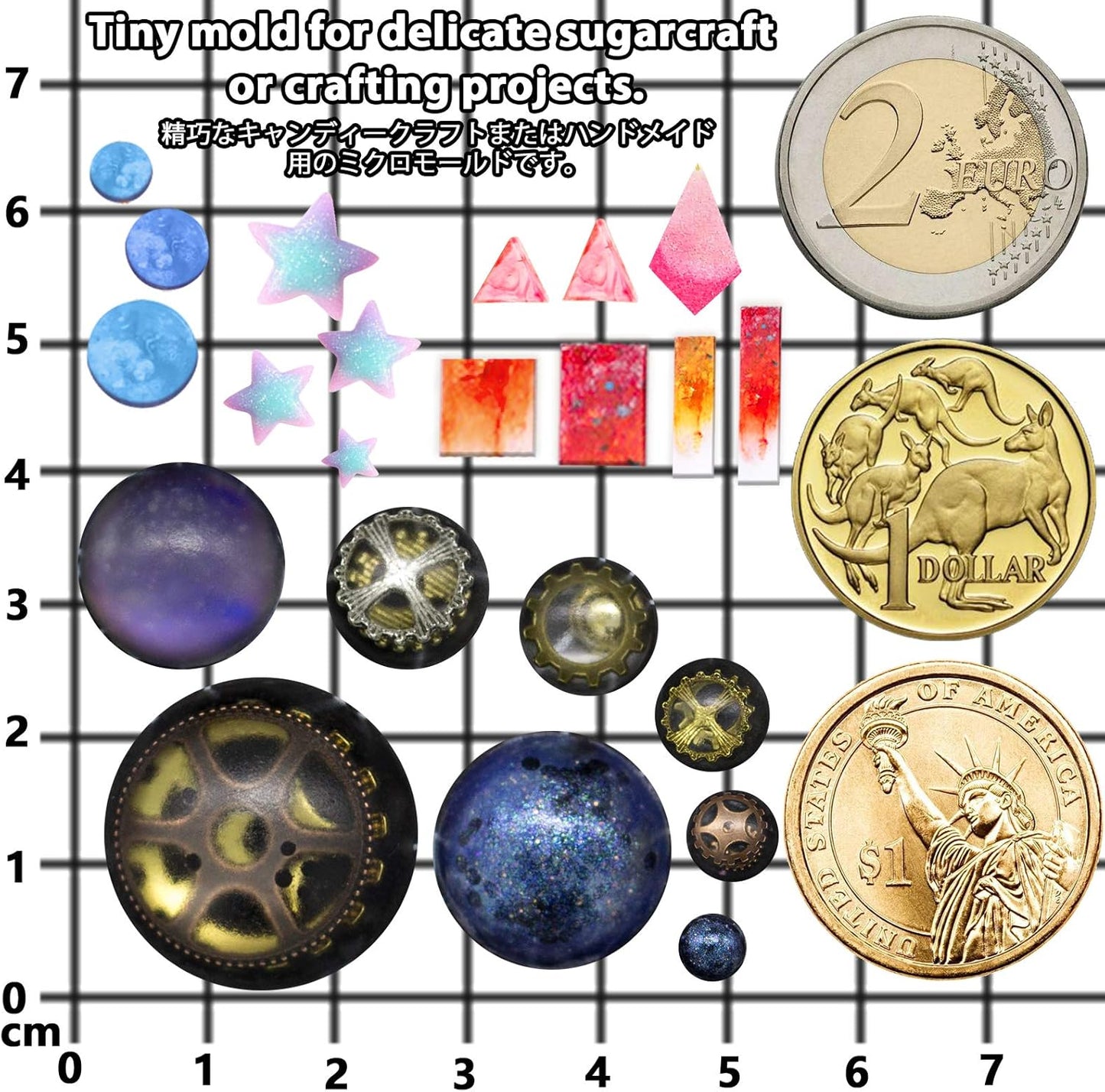 Cabochon Gemstone Silicone Mold for Fondant Cake Decoration, Polymer Clay Craft, UV Resin Epoxy Casting, Jewelry Making Shapes of Dome Circle Star Triangle Square Rectangle Bar 31-Cavity