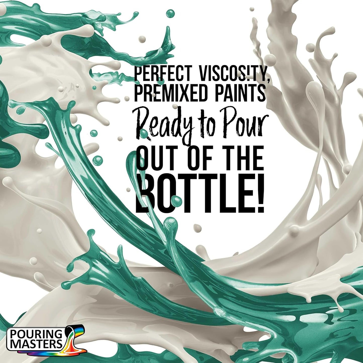 Pouring Masters Peppermint Metallic Pearl Ready to Pour Acrylic Pouring Paint - Premium 8-Ounce Pre-Mixed Fluid Acrylic Paint - Fluid Art Supplies for Canvas, Wood, Paper, Tile & Rocks