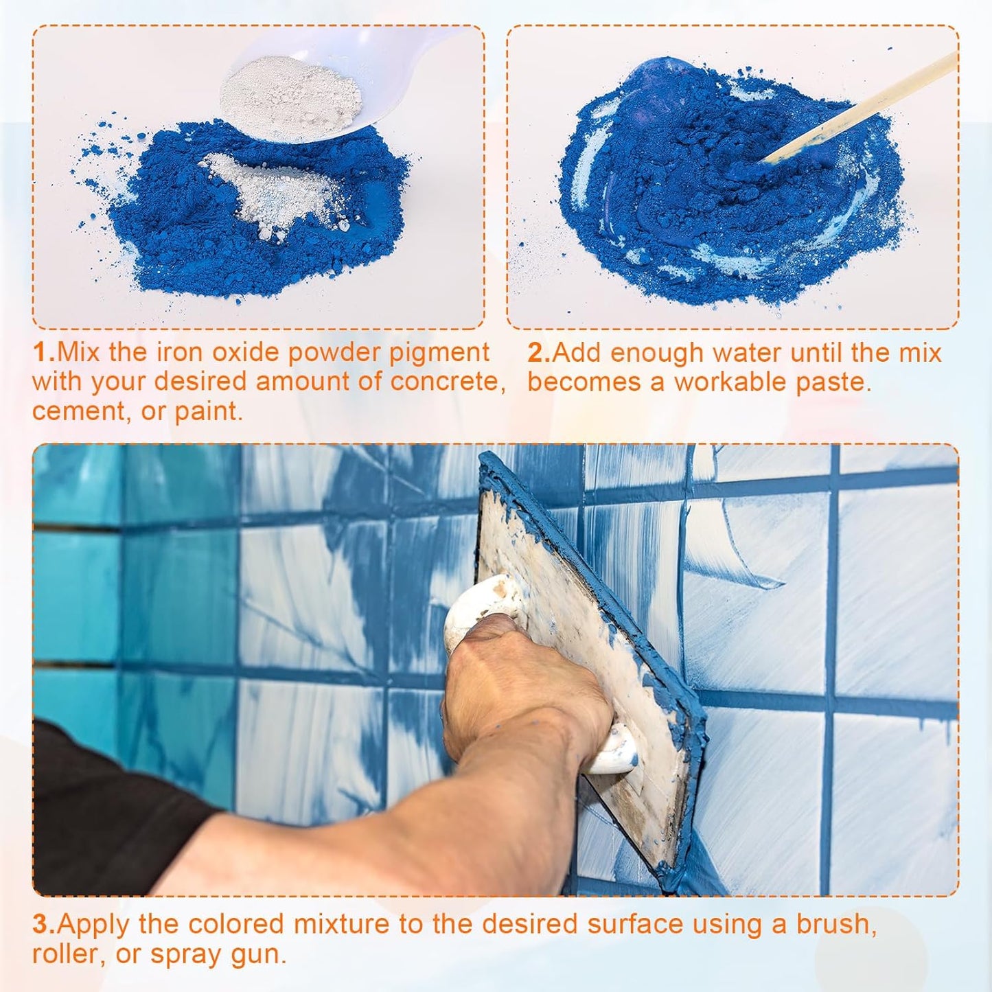 HARFINGTON Iron Oxide Powder Concrete Pigment 325 Mesh 3.5oz (100g) Iron Oxide Grout Pigment for Pastel Tile Paint Concrete Cement, White