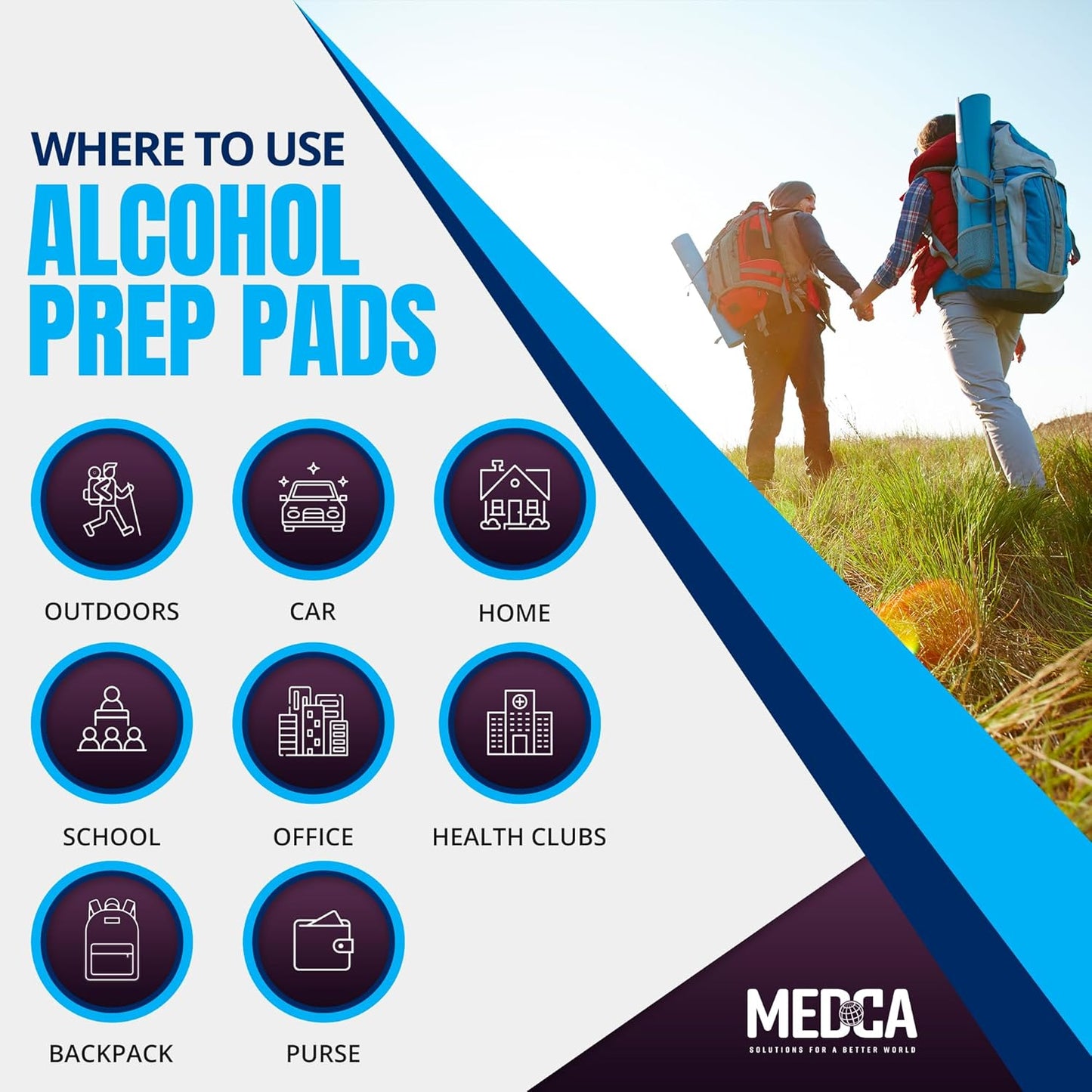 MEDca Alcohol Prep Pads - 1000 Count, 70% Isopropyl Alcohol, Unscented, 2-Ply Cotton, Individually Wrapped, Latex-Free, Ideal for Minor Cuts, Scrapes, and Electronics