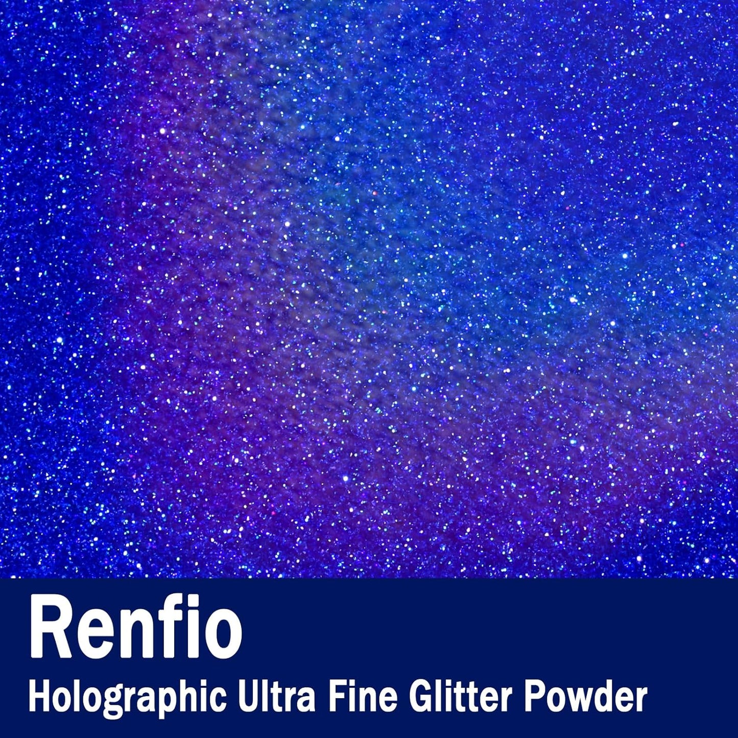 Renfio Holographic Ultra Fine Glitter Powder Metallic Resin Glitter 2.11 Oz (60g) PET Flakes Crafts Sequins 1/128" 0.008" 0.2mm Epoxy Chips Flakes for Tumblers Slime - Laser Royal Blue