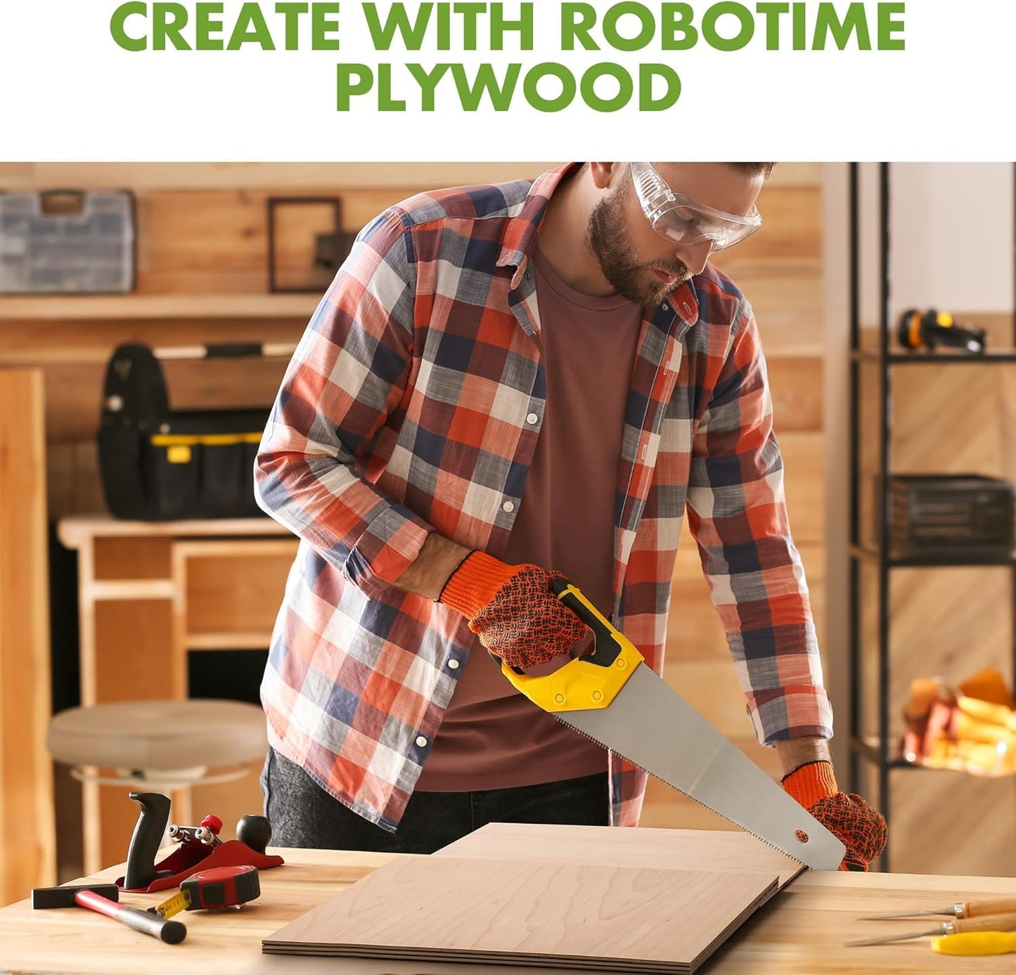 ROBOTIME Baltic Birch Plywood 1/8”, 3mm Plywood Crafting Wood Sheets 6 Pcs, 12"x12" Thin Birch Laser Wood Boards