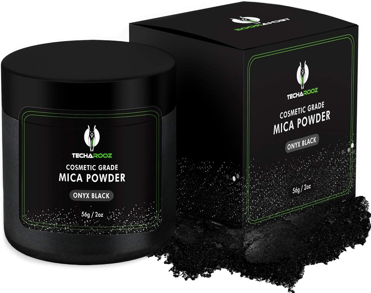 Black Mica Powder for Epoxy Resin 56g / 2oz. Jar - TECHAROOZ 2 Tone Resin Dye Color Pigment Powder for Lip Gloss, Nails, Colorant for Slime Bath Bombs Soap Making & Polymer Clay