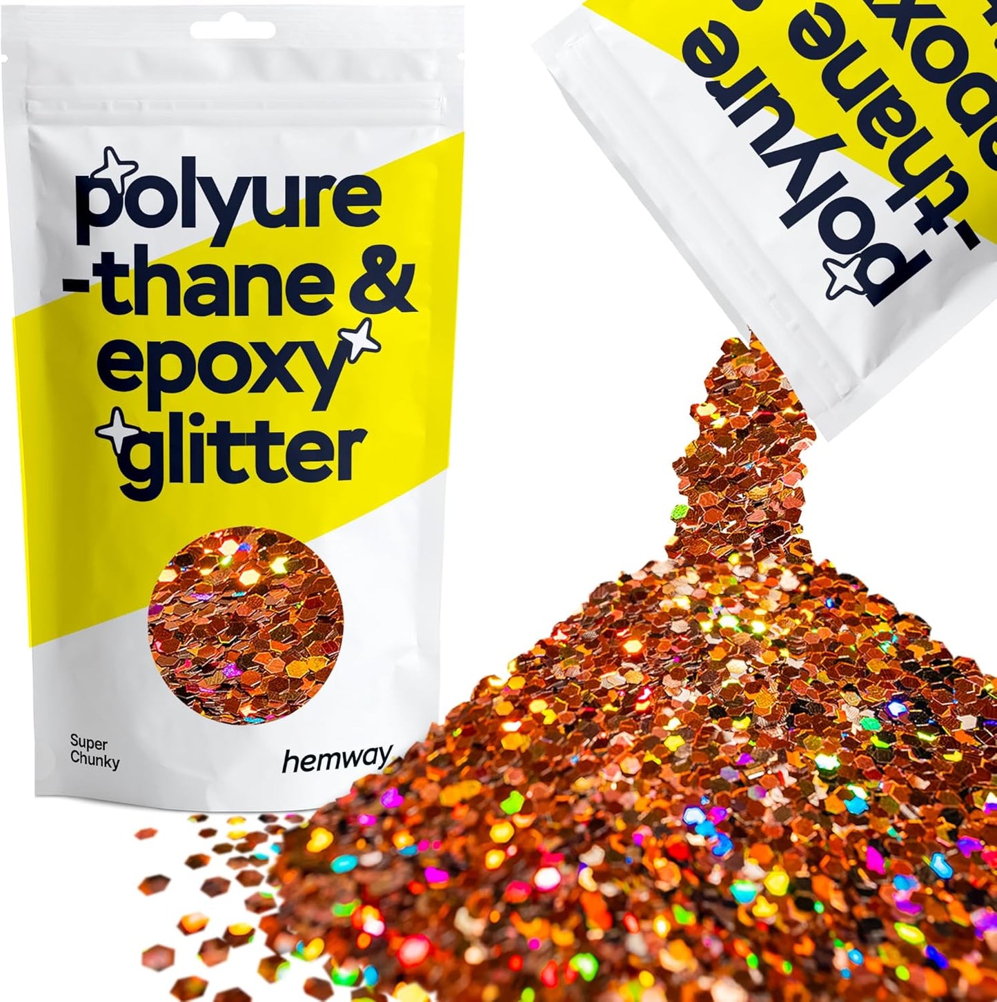 Hemway Glitter for Resin 100g Bronze Brown Holographic Metallic Crystals for Epoxy Craft Super Chunky Flakes Tumblers Wax Melt