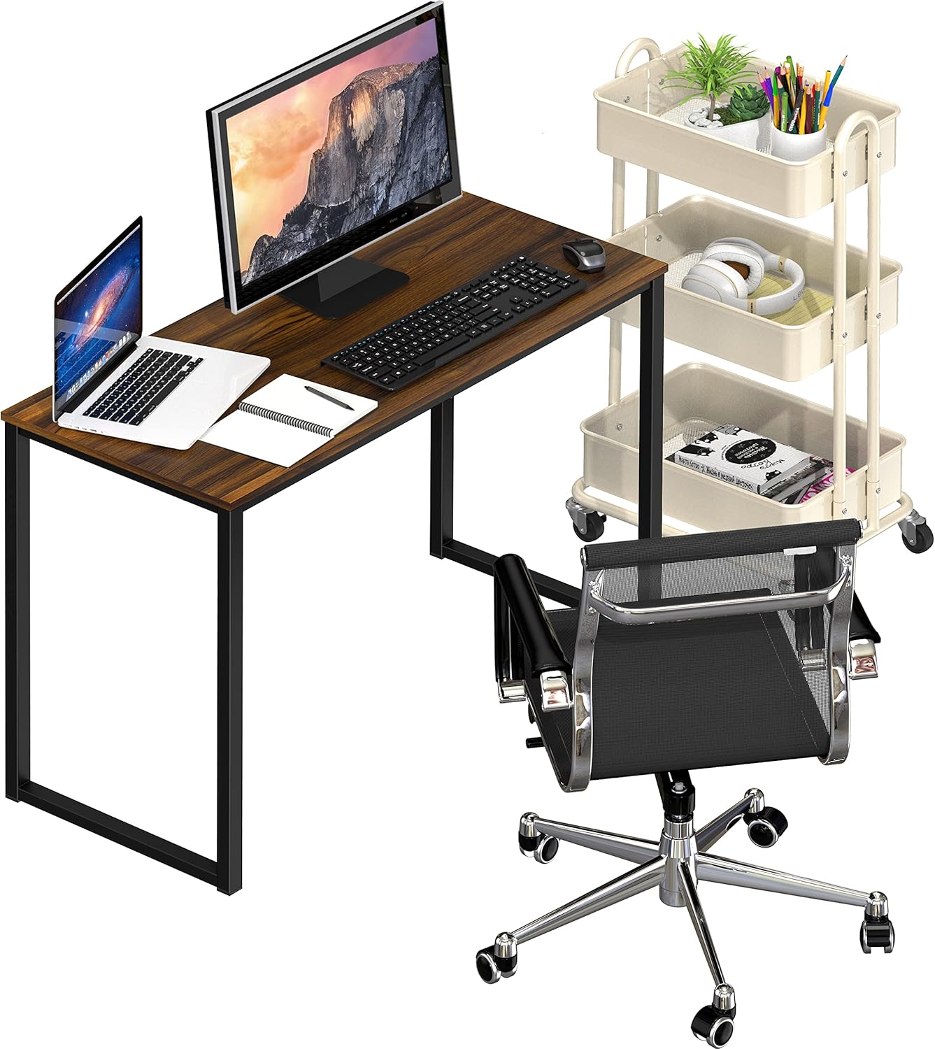 SHW Mission 32-Inch Home Office Computer Desk, Walnut