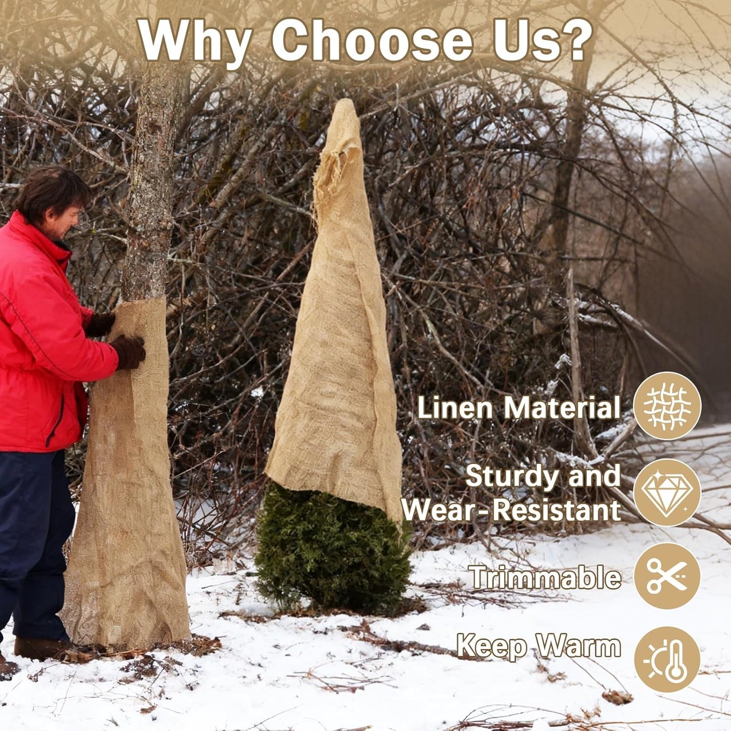 40InX20FT Burlap Rolls Multipurpose Jute Burlap Fabric for Garden Tree Wrap Outdoor Weed Barrier Protection for Plant Shrubs DIY Craft Projects and Party Decor