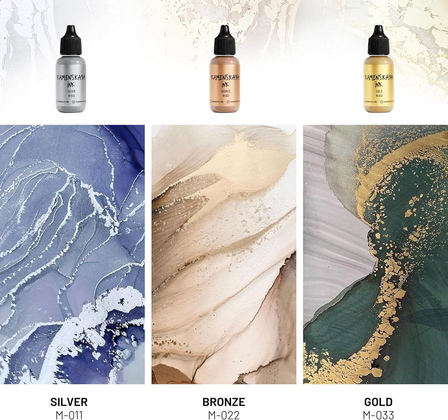 Metallic Alcohol Ink Set: Gold Alcohol Ink, 3 pcs 0.51 fl oz (15 ml) Each