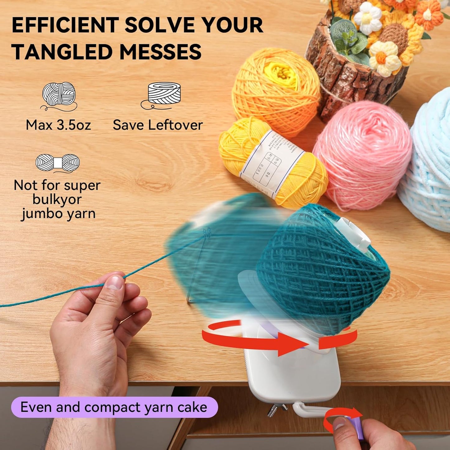 SPEENSUN Yarn Winder for Crocheting, 3.5 OZ Easy-to-Install and Efficiently Yarn Spinner with Lower Noise for Yarns Below Size 5, The Best Gift for Crochet and Knitting Lover
