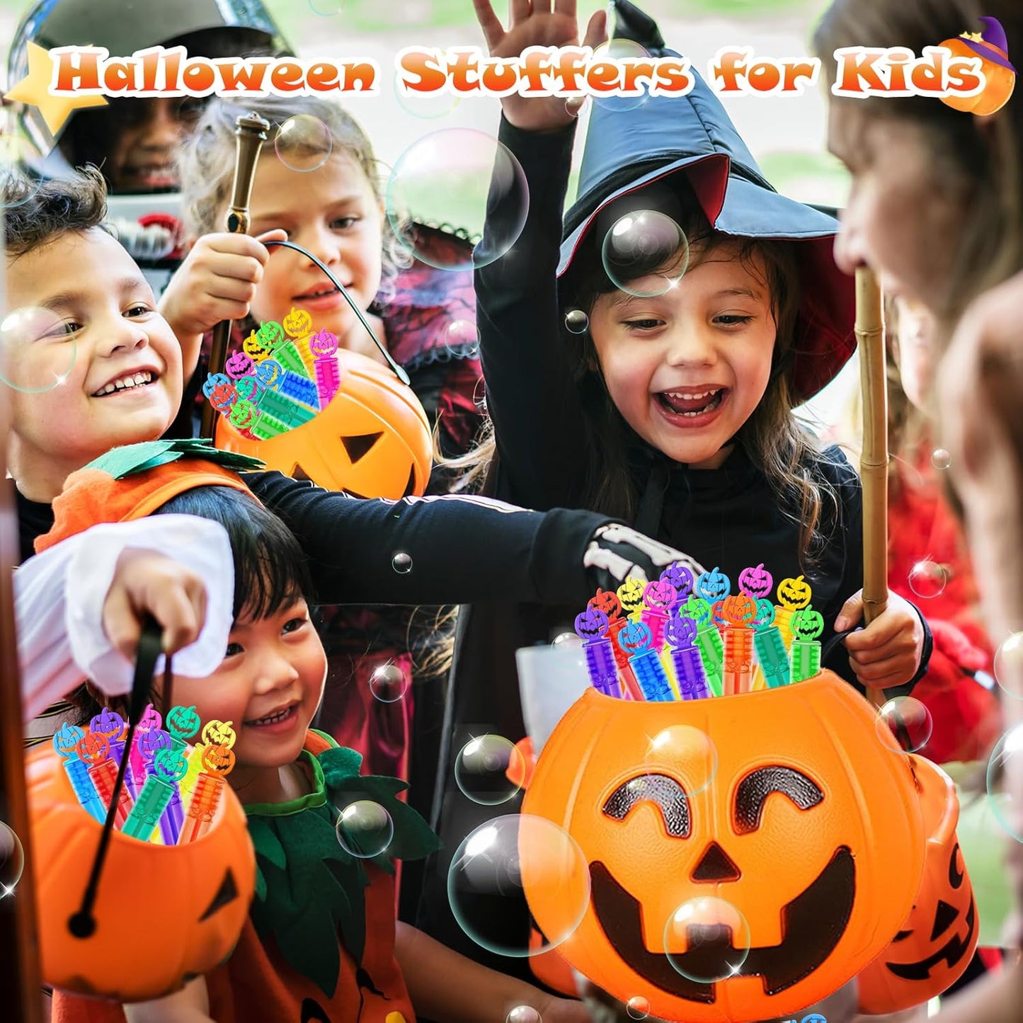 500 Piece Halloween Party Favor Bubbles, Halloween Bubble Wands Bulk for Kids Party Favor Supplies, Trick or Treat Goodie Bags, School Classroom Game Rewards, Halloween Miniatures