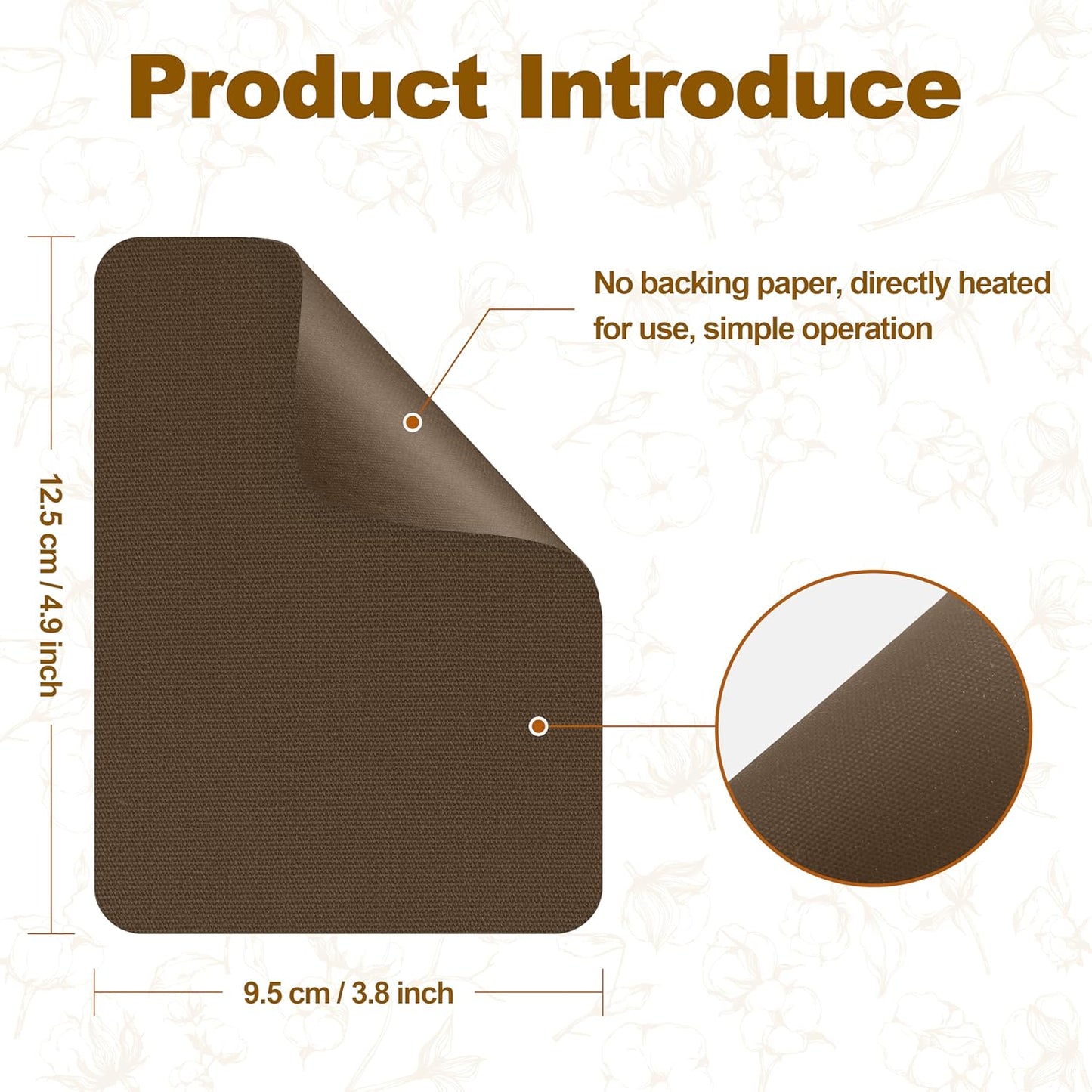 Iron on Patches, 8 Pieces Iron on Canvas Patches, Fabric Patches for Couch, Tent, Clothing, Seat, Canvas Repair Decorating Kit 3.7" by 4.9" (9.5 cm x 12.5 cm, Black)