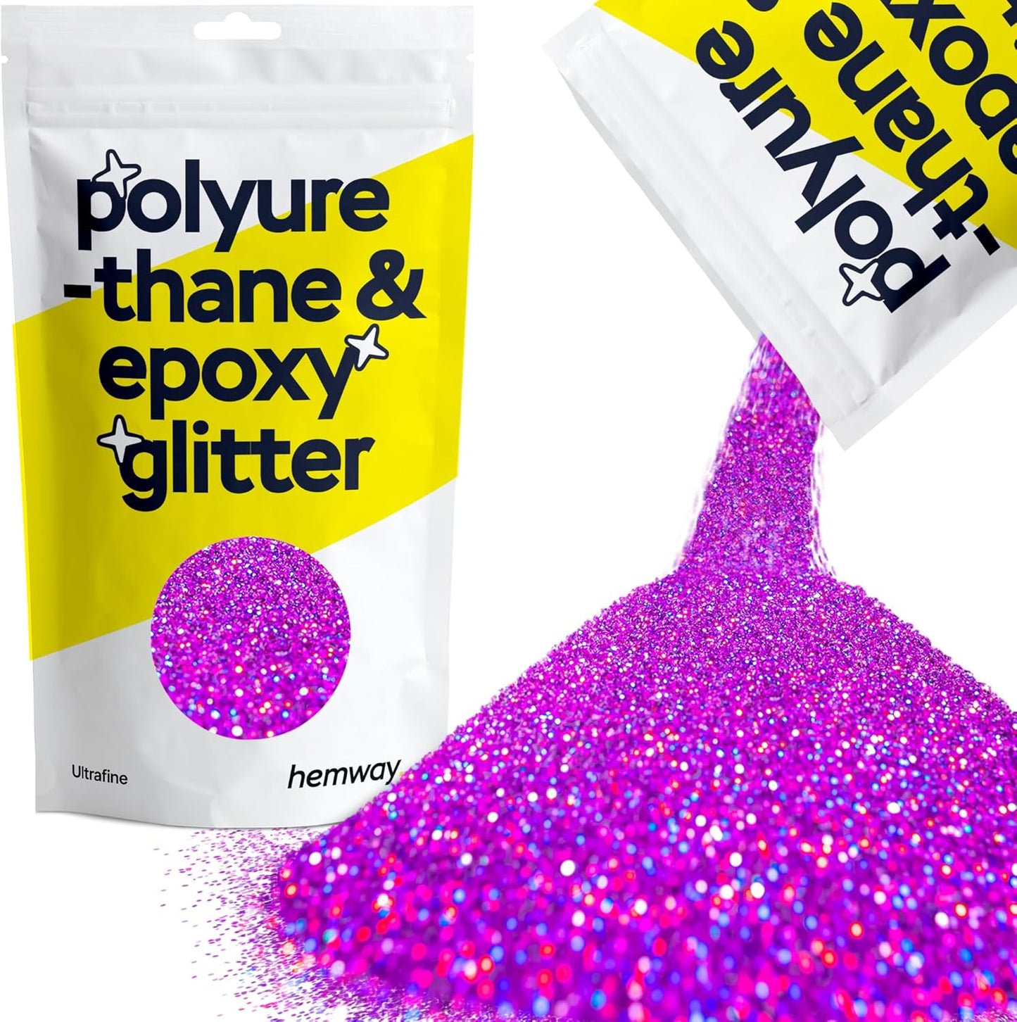 Hemway Polyurethane & Epoxy Resin Glitter for Arts, Crafts, Tumblers, Flooring, Woodwork, Decorating and Resin Projects 100g - Purple Holographic