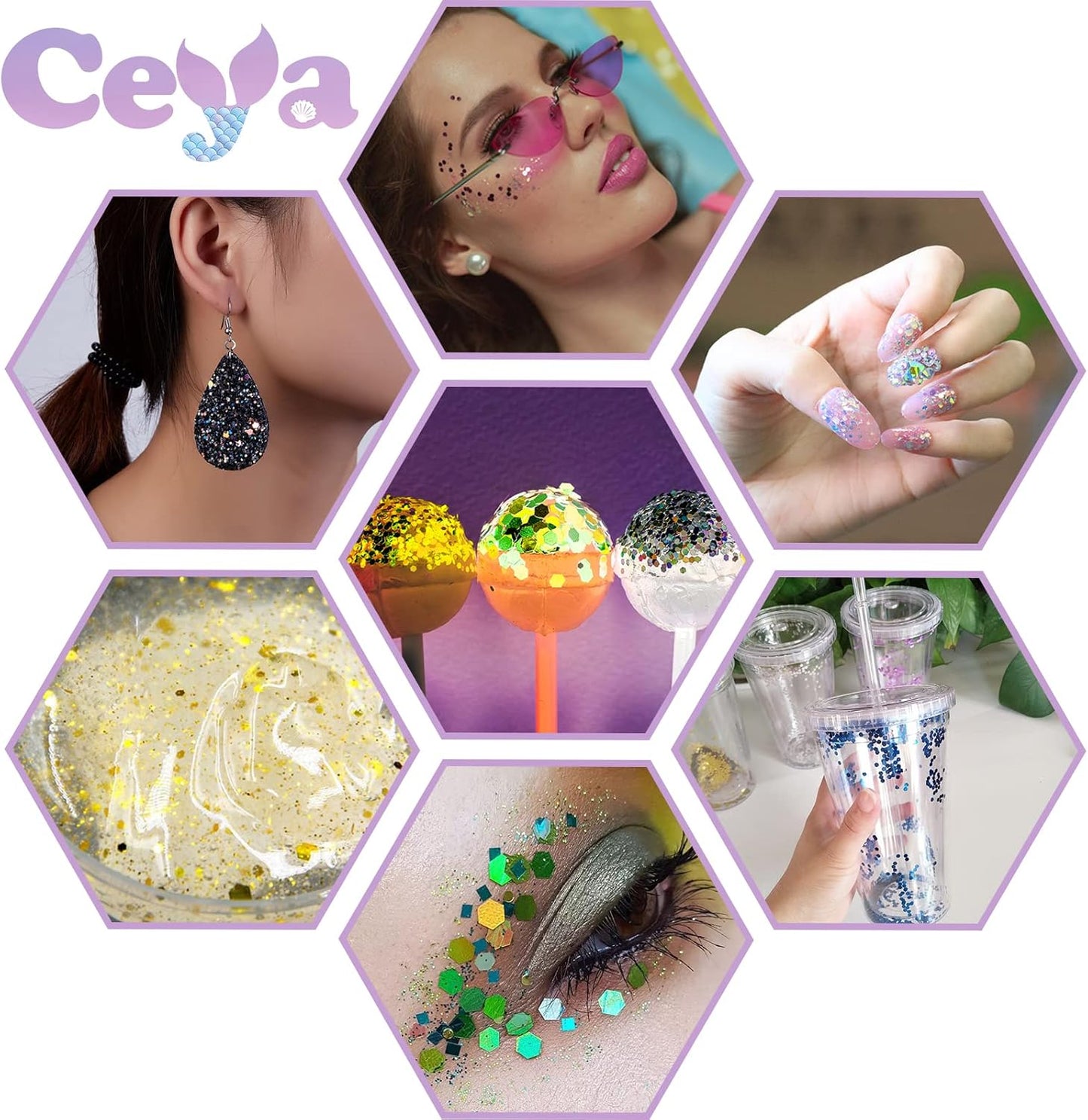 Ceya Holographic Chunky Glitter, 4.9oz/ 140g Brown Craft Glitter Powder Mixed Chunky & Fine Flakes Iridescent Nail Sequins for Nail Art, Hair, Epoxy Resin, Tumblers, Slime, Painting, Festival Decor