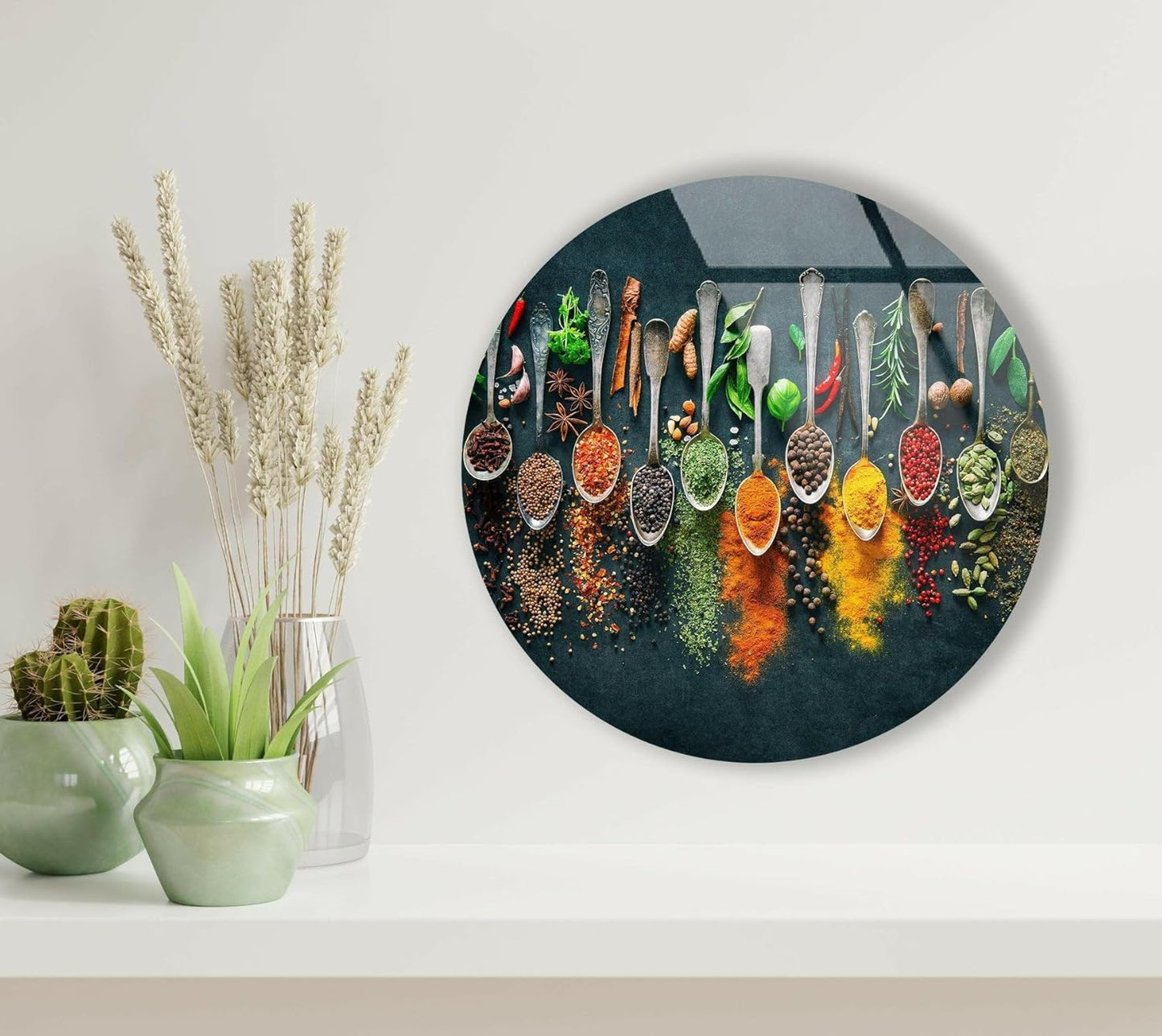 My Photostation.com 30Wx24H'' Spoon Spices Glass Wall ArtTempered Glass Printing Wall Decor Large Wall Art Wall Hangings