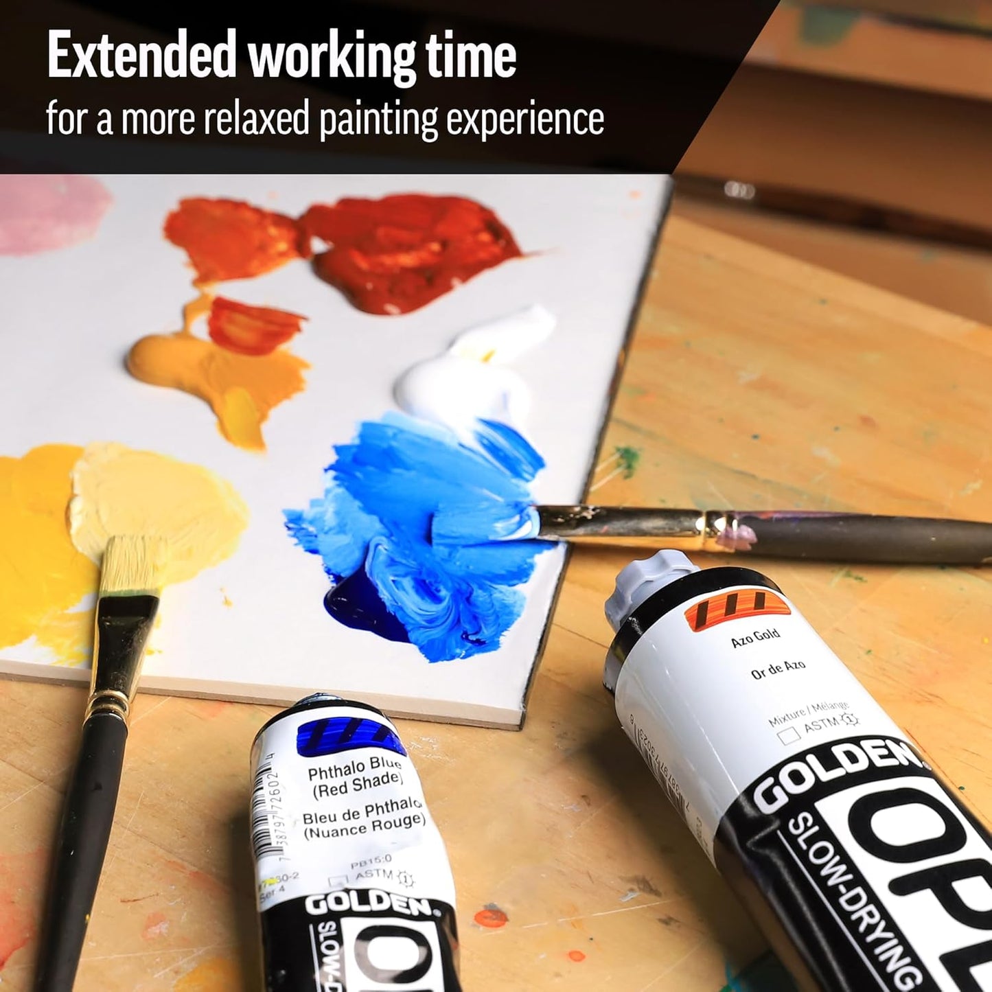 OPEN Slow-Drying Acrylics by GOLDEN, Manganese Blue Hue, 5 fl oz. tube, Professional Acrylic Paint, Transparent