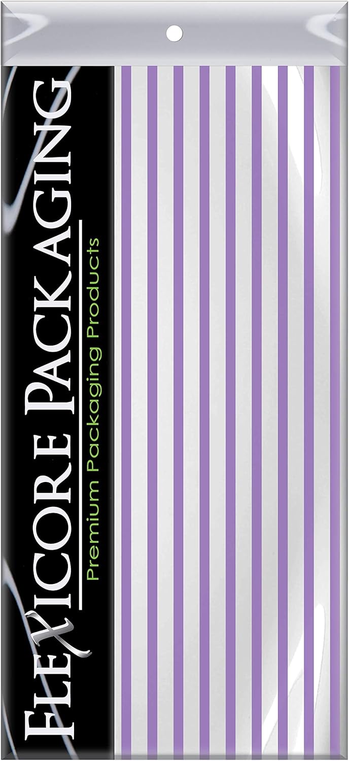 Flexicore Packaging Lilac Purple Pin Stripe Print Gift Wrap Tissue Paper Size: 15 Inch X 20 Inch | Count: 10 Sheets | Color: Lilac Pin Stripe