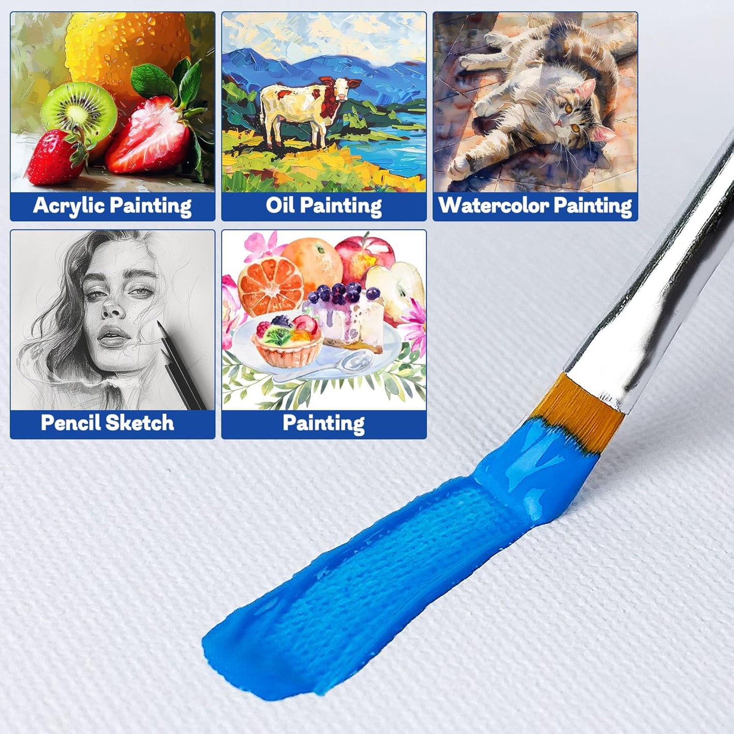 Stretched Canvases for Painting with 4x4 Inch, 6x6 Inch, 8x10 Inch, 3 Packs Pinting Blank Canvases for Acrylics,Oils & Other Painting Media, 5/8 Inch Profile 100% Cotton Artist Framed Canvas