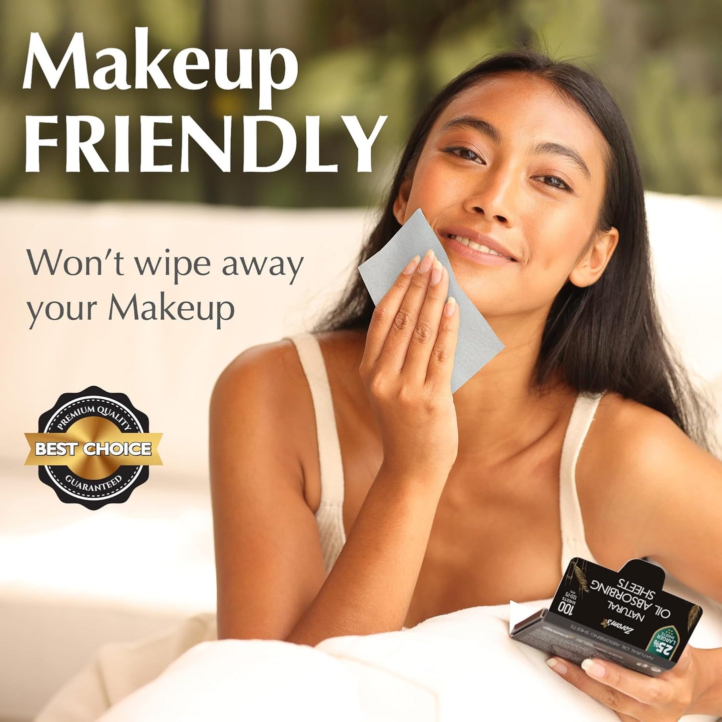 Natural Oil Blotting Sheets for Face with Bamboo Charcoal - 25% Larger - 1pk/100 Makeup Friendly Blotting Papers for Face - Easy Dispensing Oil Absorbing Sheets