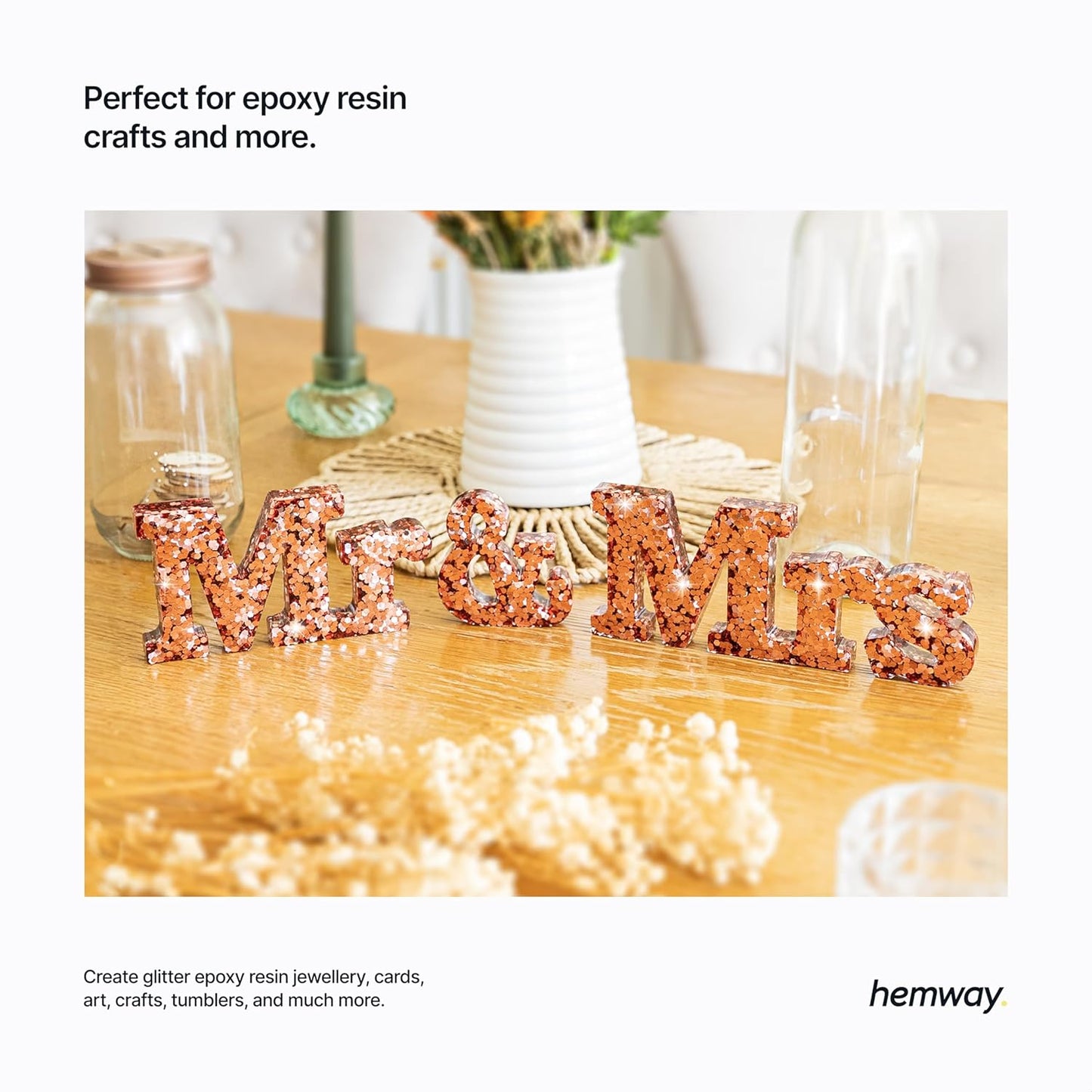 Hemway Glitter for Resin 100g Rose Gold Metallic Crystals for Epoxy Craft Super Chunky Flakes Tumblers Wax Melt