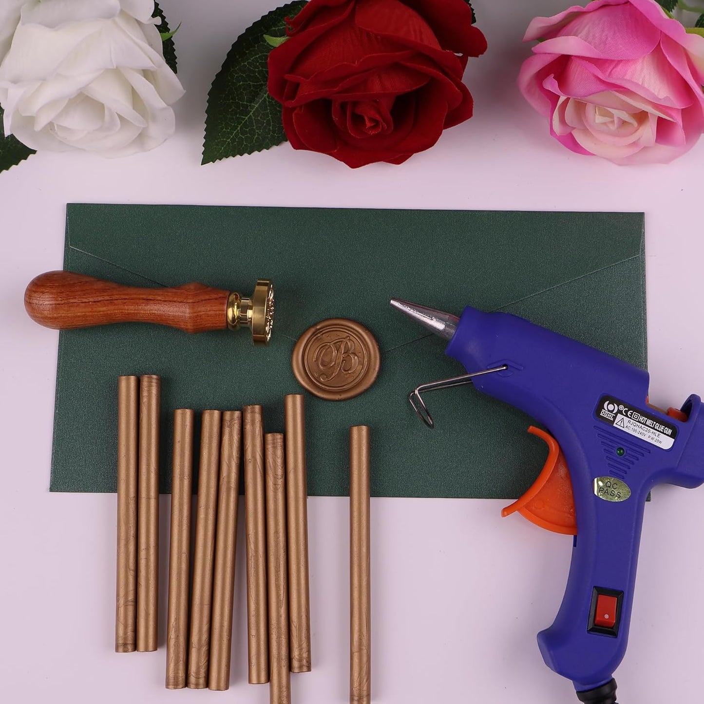 30 Pieces 7mm Sealing Wax Sticks for Glue Gun,PORXFLY Mini Wax Seal Sticks Great for Seals Stamp,Cards Envelopes,Wedding Invitations,Gift Wrapping,Wine Packages (Bronze)