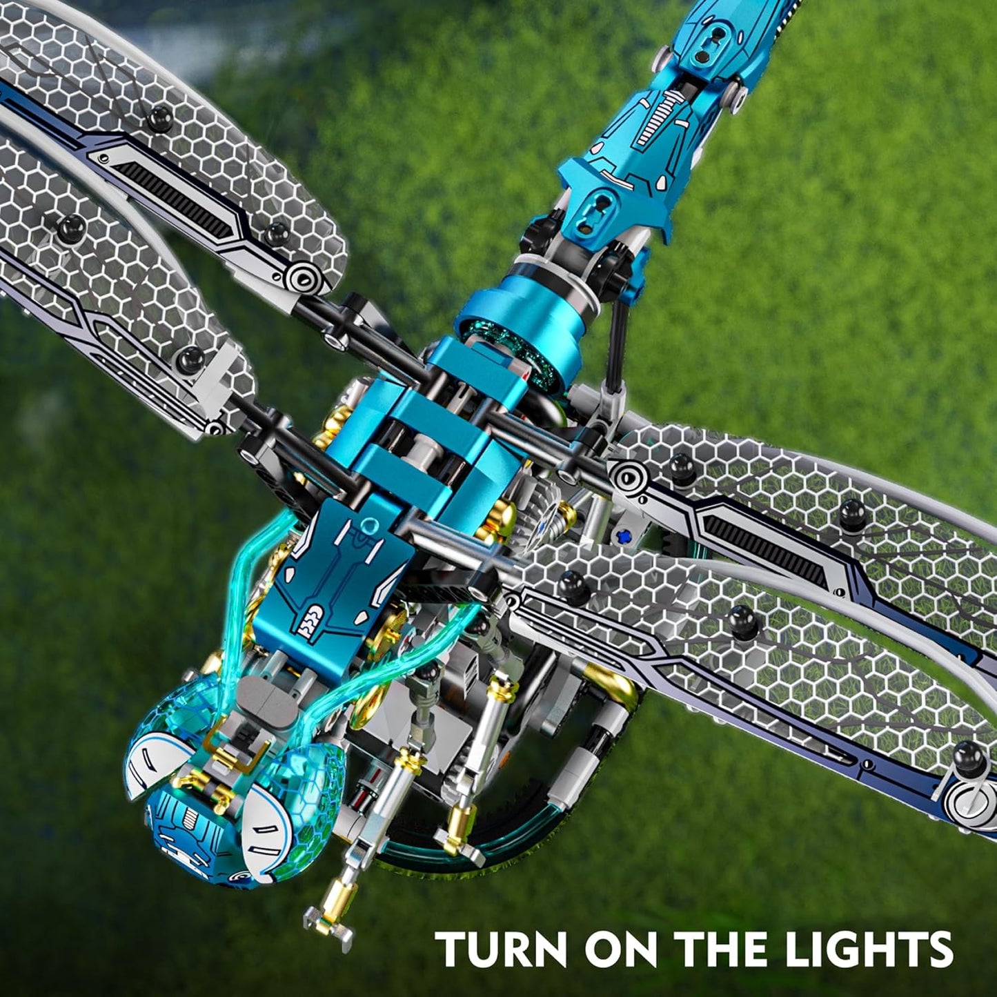 Mechanical Dragonfly Building Blocks for Adults, Insect Animal World Model with LED Light & Display Stand, Educational STEM Toys for Adult Home or Office Décor (866PCS)