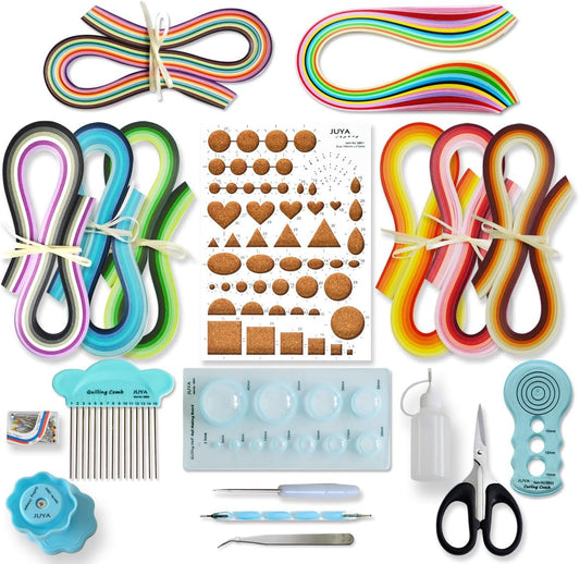 JUYA Paper Quilling Kit with Blue Tools 960 Strips Board Mould Crimper Coach Comb (Paper Width 5mm)