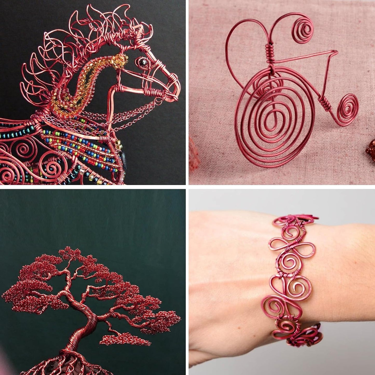 Aluminum Craft Wire, 95 Feet 2.0mm/ 14 Gauge Red Bendable Soft Metal Aluminum Wire Roll Bulk for DIY Crafts Sculpting Jewelry Making