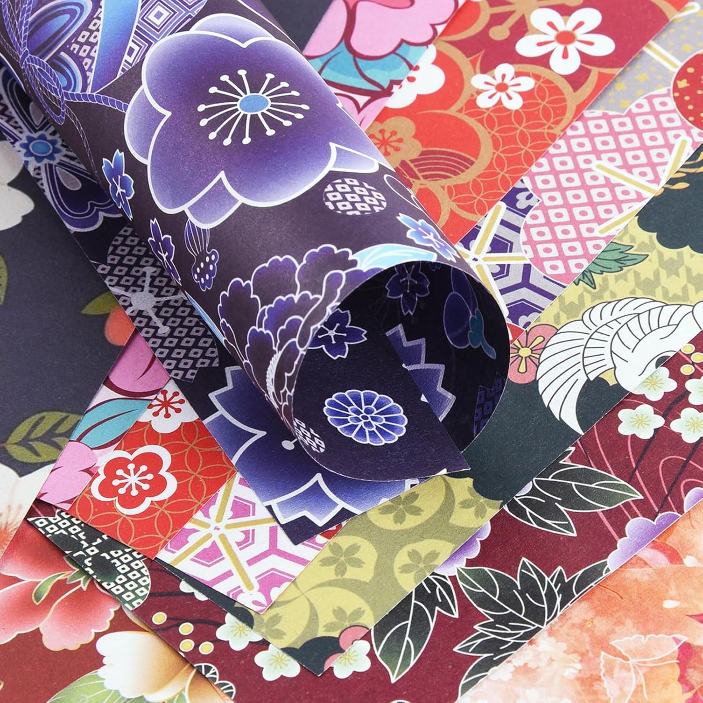 Origami 6x6 Paper Kit 150 Sheets 150 Vivid Colors Double Sided Same Printed Traditional Patterns Square for Arts Crafts Projects Japan Traditional Chiyo.Ethnic Flowers