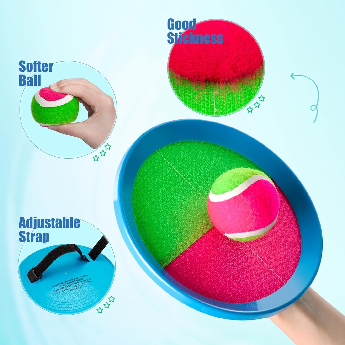 PlayZap Toss and Catch Ball Set Upgraded - Kids Baseball Toys Sturdy PVC for Family Games - Water-Resistant Great for Beach Pool Yard Outdoor - Gift for 3 4 5 6 7 8 9 10 11 12+ Years Old Boys Girls