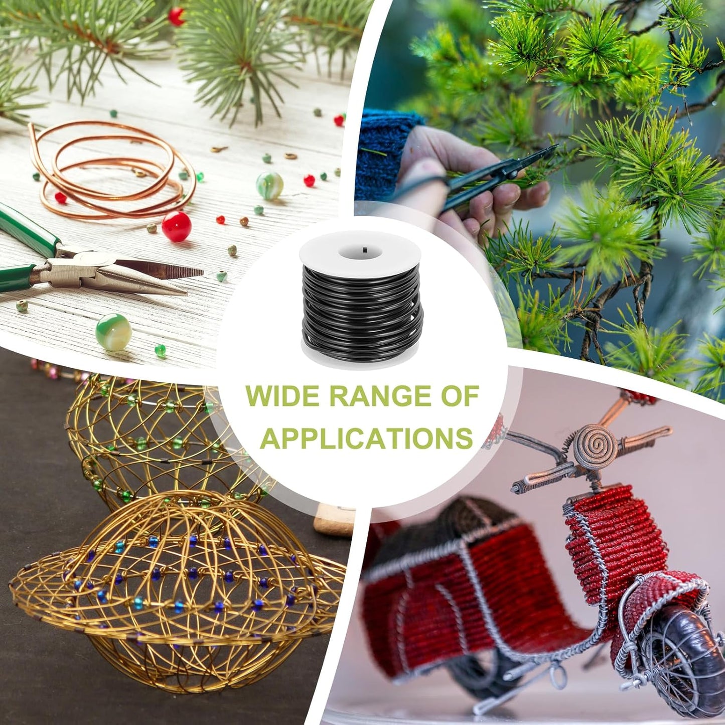 MECCANIXITY 9 Gauge Anodized Aluminum Craft Wire Bendable Bonsai Training Wire 56 Feet 3mm for Sculpting Crafts Wreath Floral Beading Jewelry Making, Black
