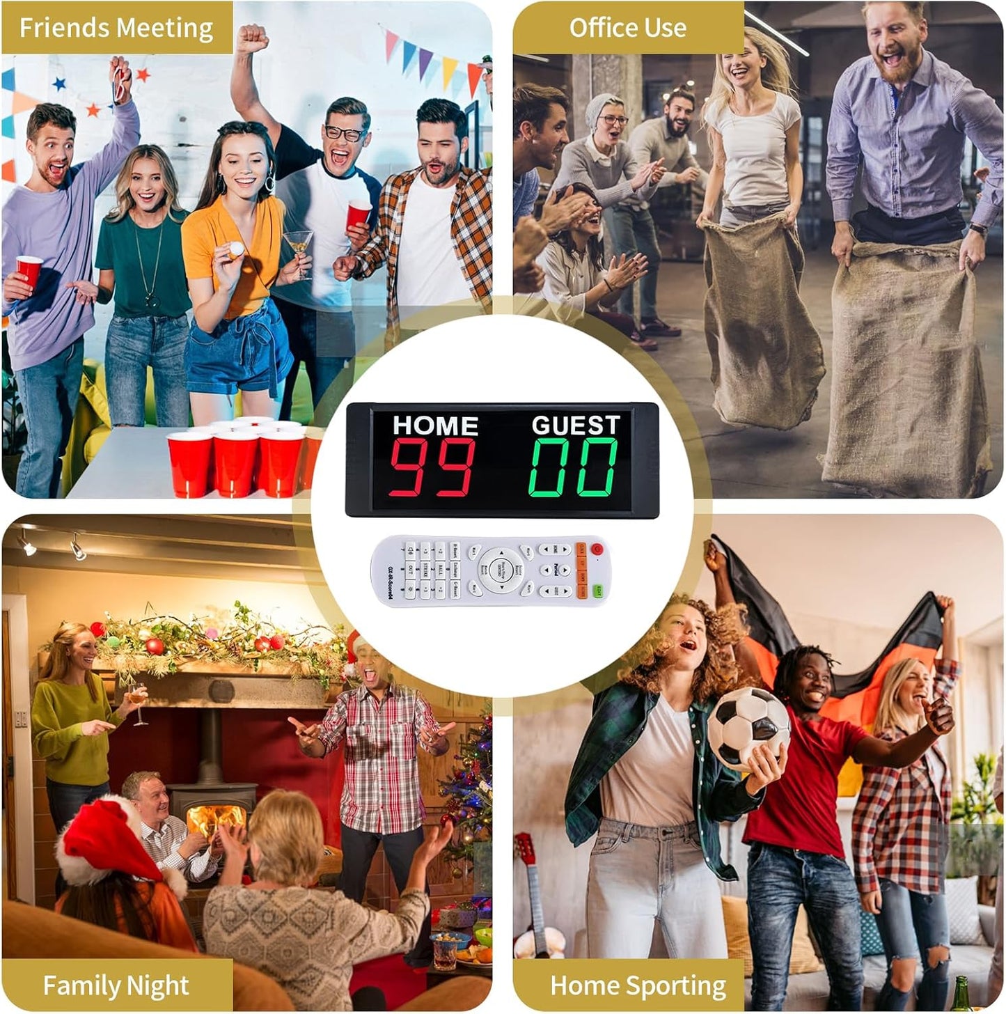 YZ Magnetic Battery Powered Cornhole Scoreboard,Portable Digital Scoreboard with Remote,Ping Pong Score Keeper with Buzzer,LED Electronic Scoreboard for Basketball/Baseball/Volleyball/Billiard Games