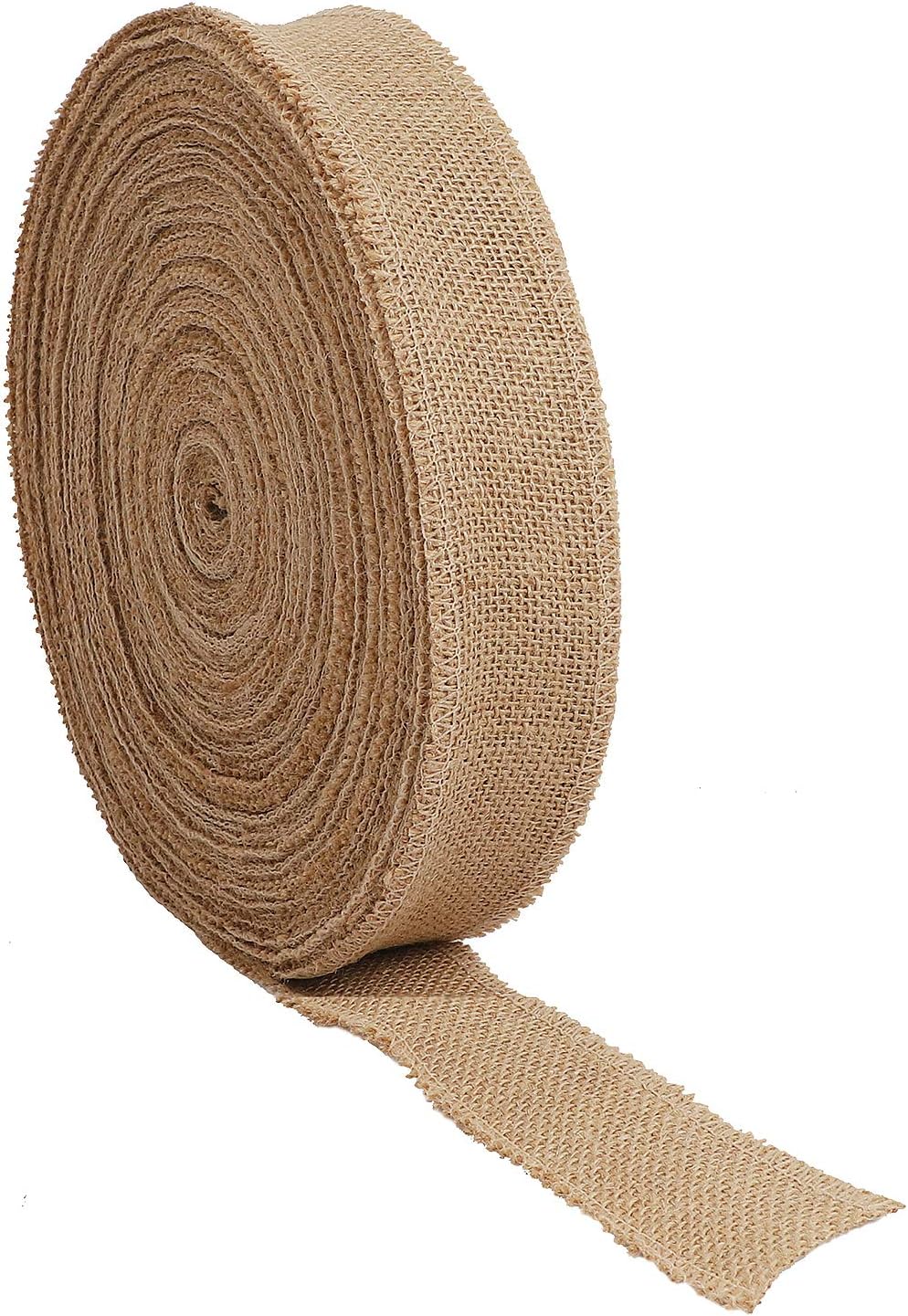 KINJOEK 3 Inch Wide 54 Yards Burlap Ribbon, Natural Jute Fabric Ribbon Crafts Ribbon for Christmas Wedding Gifts Burlap Fabric DIY for Decoration