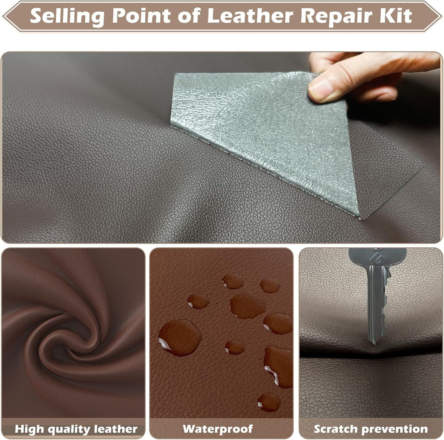 Leather Repair Tape, 16x79 inch Leather Patches for Furniture, Self Adhesive Leather Repair Patch for Sofas, Couches, Leather Covers, Seats, Chairs, Vinyl Repair Tape Beige White