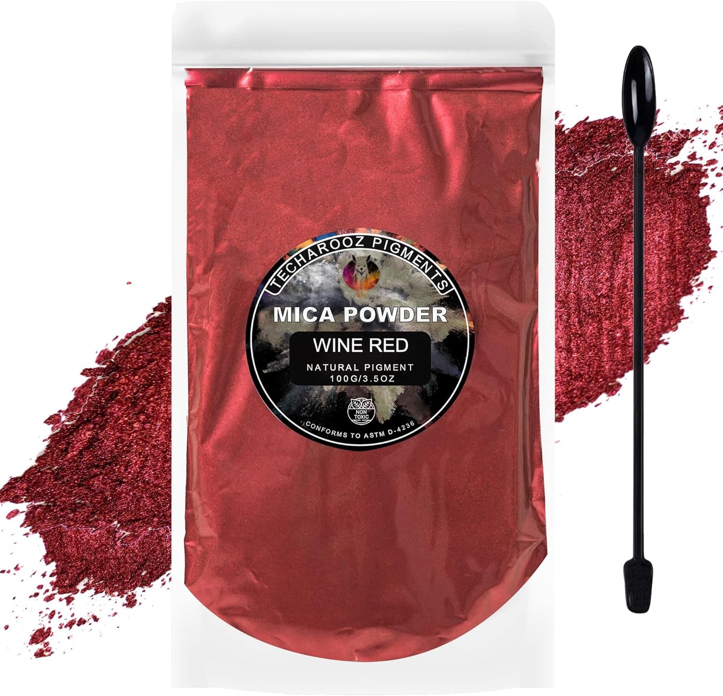 Wine Red Mica Powder for Epoxy Resin 100g / 3.5oz. Sealed Bag- TECHAROOZ 2 Tone Resin Dye Color Pigment Powder for Lip Gloss, Nails, Colorant for Slime Bath Bombs Soap Making & Polymer Clay