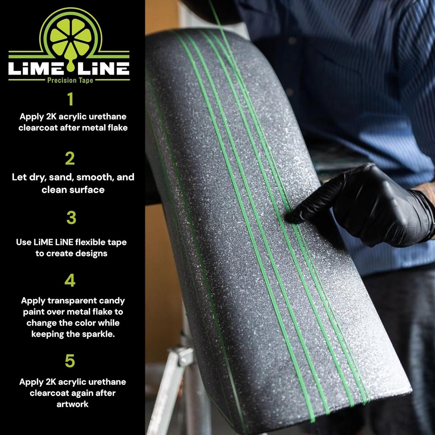 LiME LiNE Sprayable Metal Flake Paint Additive: Solvent Resistant Glitter for Automotive Custom Painting (Turquoise)