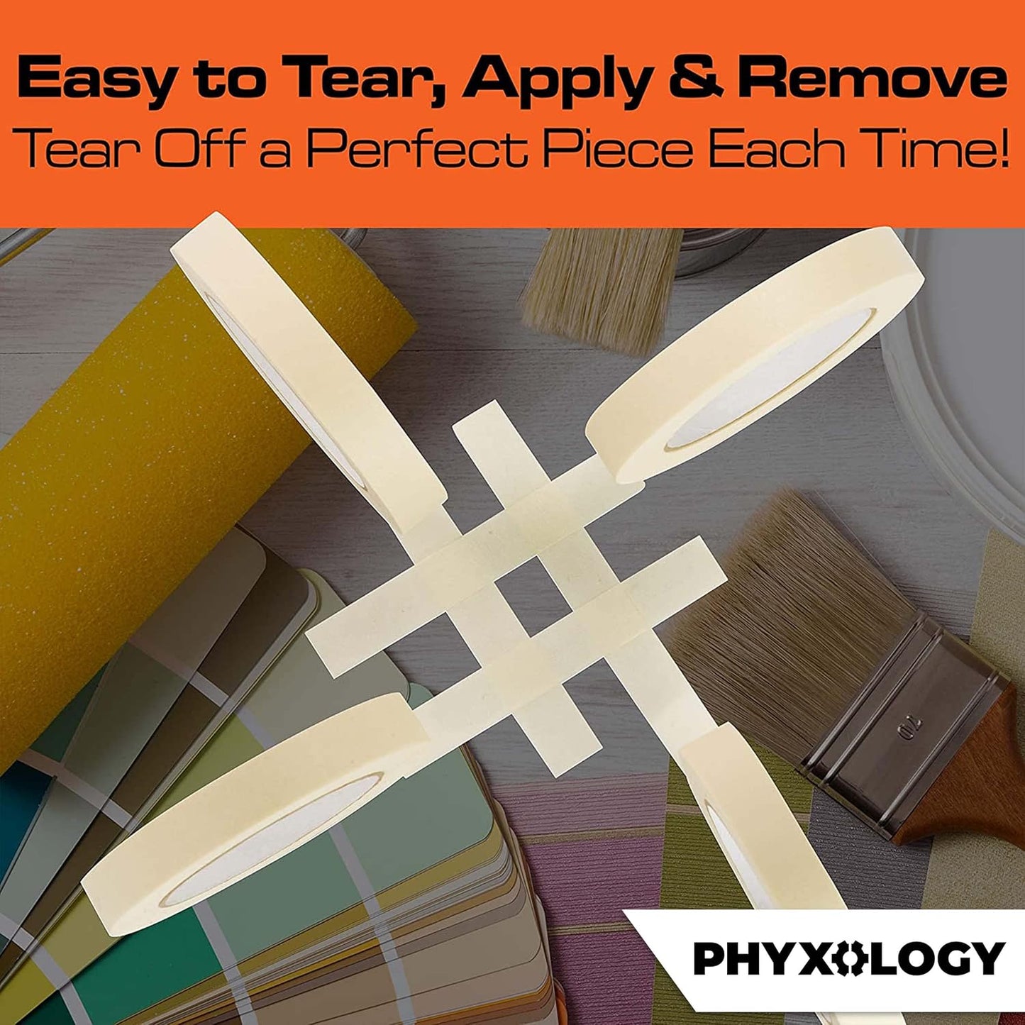 No-Residue 1 in, 60 Yd Masking Tape 1 Pk. Easy-Tear Pro-Grade Removable Painters Tape Great for Home Office or Commercial Contractor Use. Clean, Drip-Free Painting with Durable Wide Crepe Paper Rolls