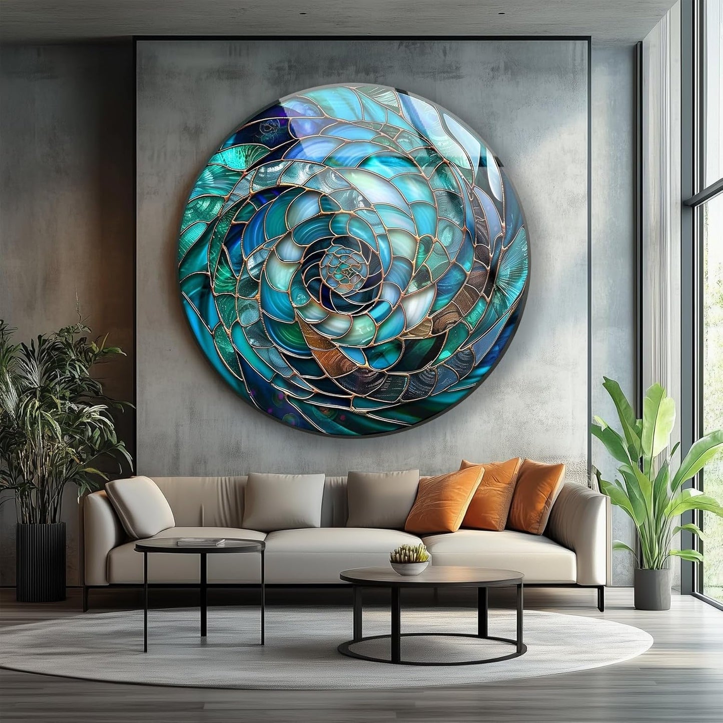 My Photostation.com 39,4''(100cm) Diameter Ocean Vortex Spiral Round Glass Wall Art Tempered Glass Printing Wall Decor Large Wall Art Wall Hangings