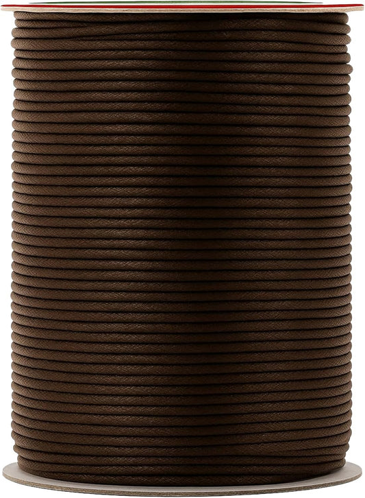 Mandala Crafts 2mm 109 Yards Bistre Brown Cotton Waxed Cord for Jewelry Making Bracelet Cord Waxed String - Beading String Thread Jewelry Cords for Necklaces String