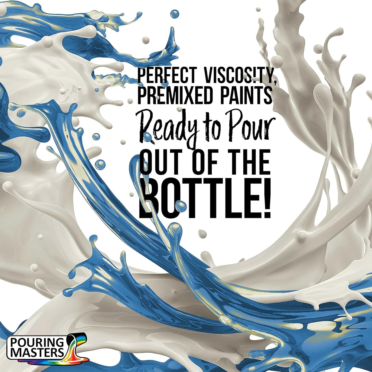 Pouring Masters Blue/Gold Iridescent Special Effectsr Acrylic Pouring Paint - Premium 32-Ounce Pre-Mixed Fluid Acrylic Paint - Fluid Art Supplies for Canvas, Wood, Paper, Tile & Rocks