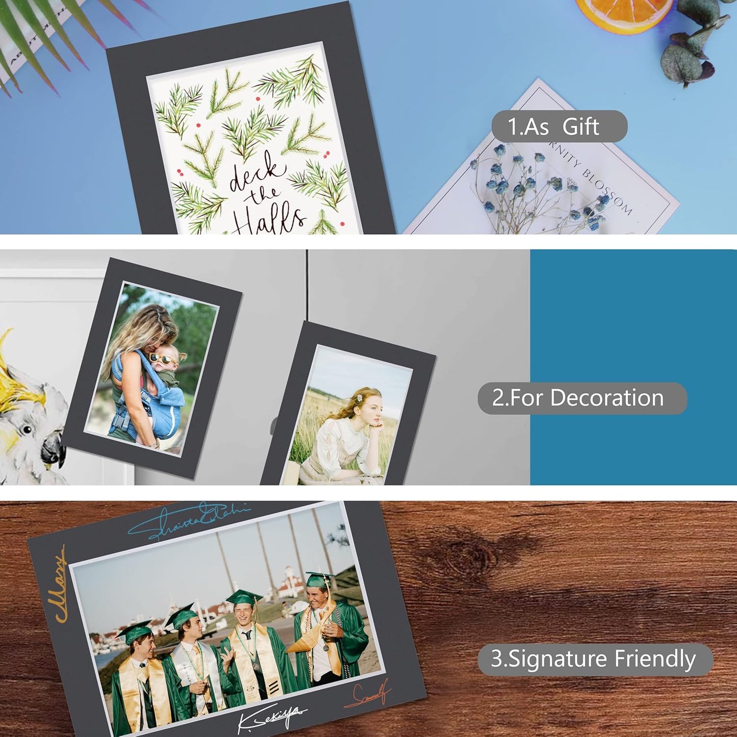 10 Pack Pre-Cut 11 x 14 Black Picture Mats for 8x10 Photos - White Core Bevel Cut Frame Matte, Acid Free, Ideal for Frames/Artwork/Prints