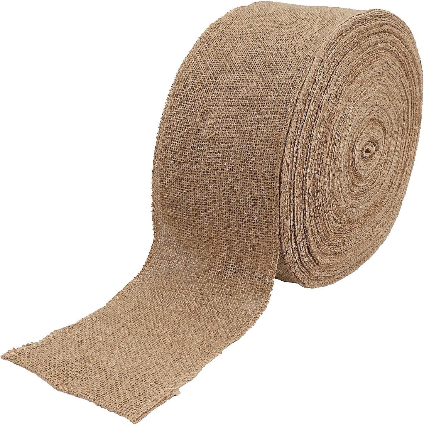 KINJOEK 5 Inch Wide 54 Yards Burlap Ribbon, Natural Jute Fabric Ribbon Crafts Ribbon for Christmas Wedding Gifts Burlap Fabric DIY for Decoration