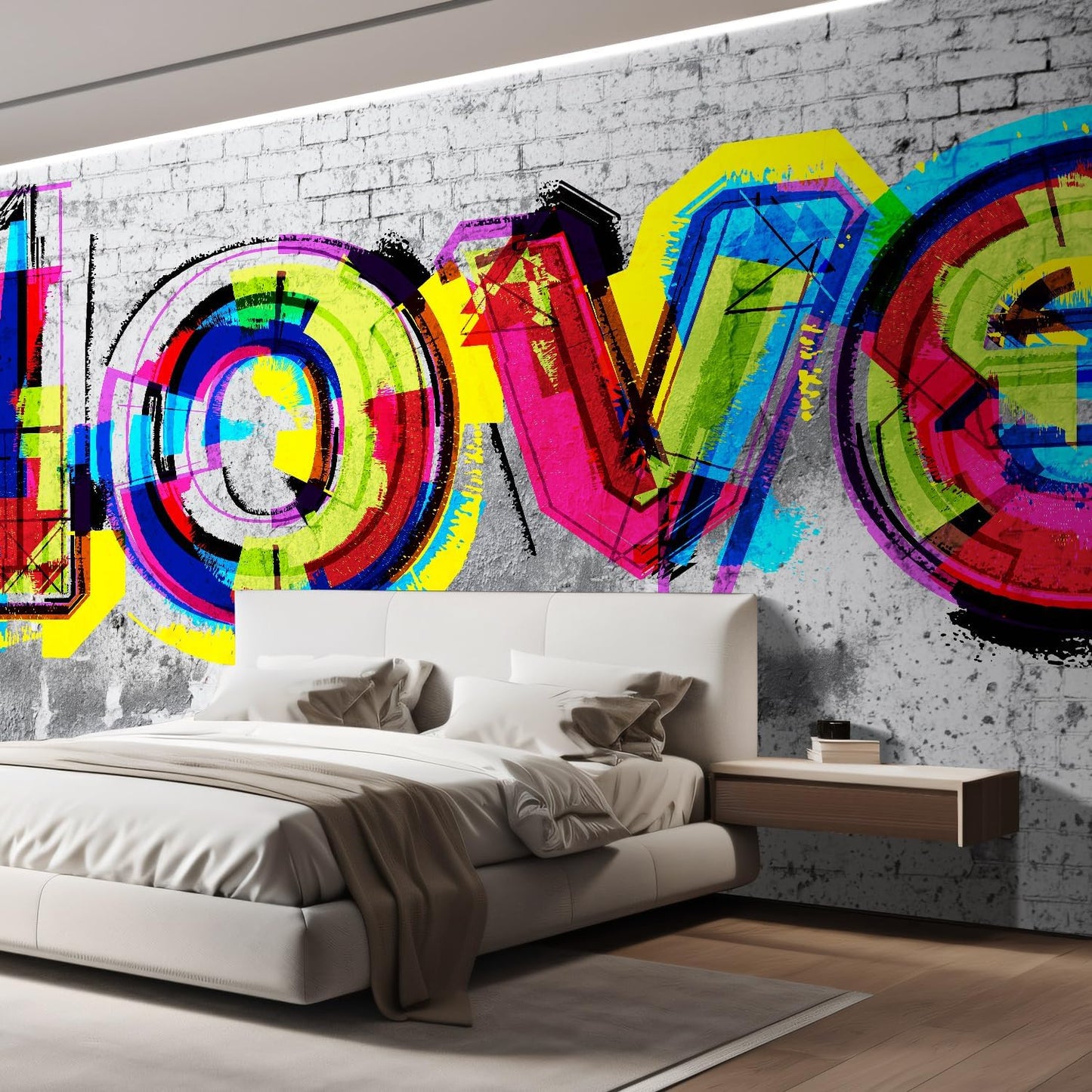 wall26 Wall Sticker/Wall Mural Colorful Graffiti, Not Peel and Stick, Non-Woven Wallpaper Decorative for Bedroom, Living Room, Office - 108x120 inches
