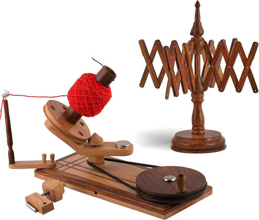 Large Handcrafted Wooden Yarn Winder & Swift – Signature Ball Winder for Crocheting, Knitting, Weaving – Heavy-Duty Yarn Winder for 8-12 oz Skeins
