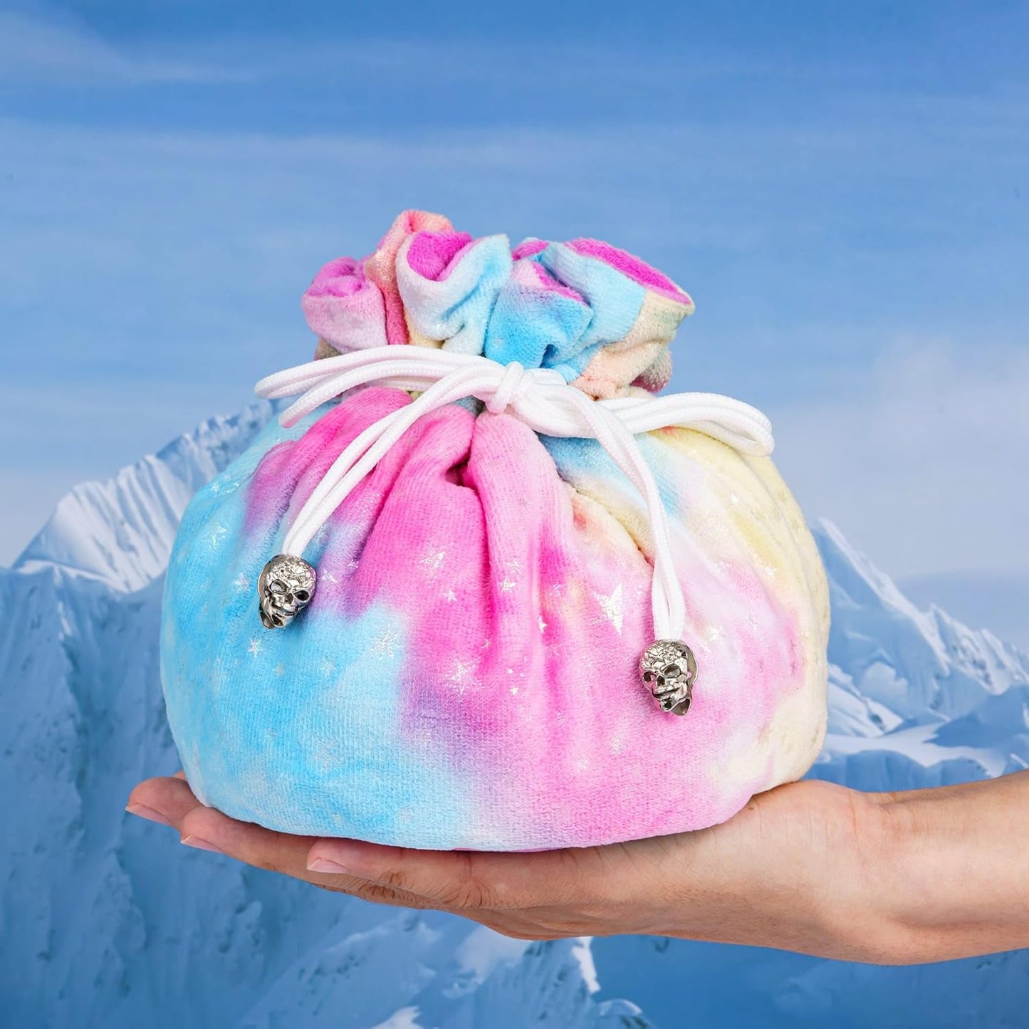 DND Dice Bags Large with Pockets Rainbow Storage Bag Star Pattern for D&D RPG Game - Capacity 200+ Dice