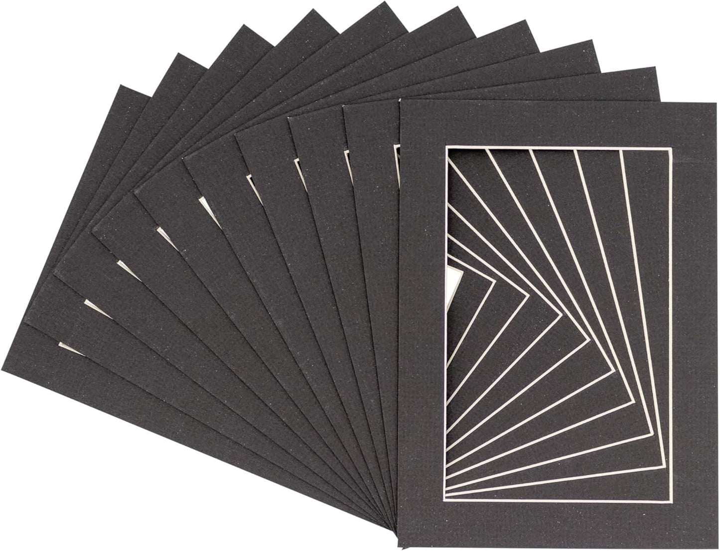 5x7 Mat for 8.5x11 Frame - Precut Mat Board Acid-Free Textured Black 5x7 Photo Matte For a 8.5x11 Picture Frame, Premium Matboard for Family Photos, Show Kits, Art, Picture Framing, Pack of 100 Mats