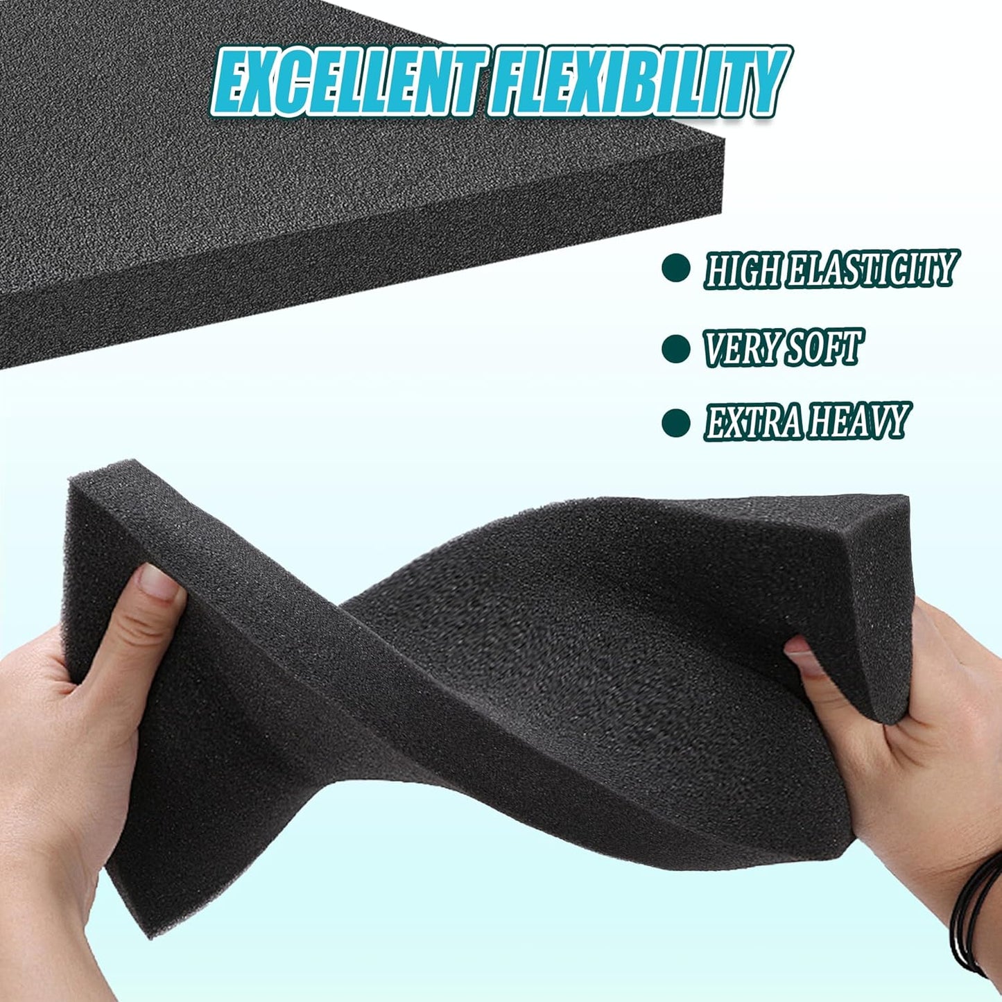 4 PCS Black Foam Padding- 16x12x1 Inch Polyurethane High Density Foam Cuttable Black Sheet Pad Cushioning Inserts for Packing Cases and Crafts