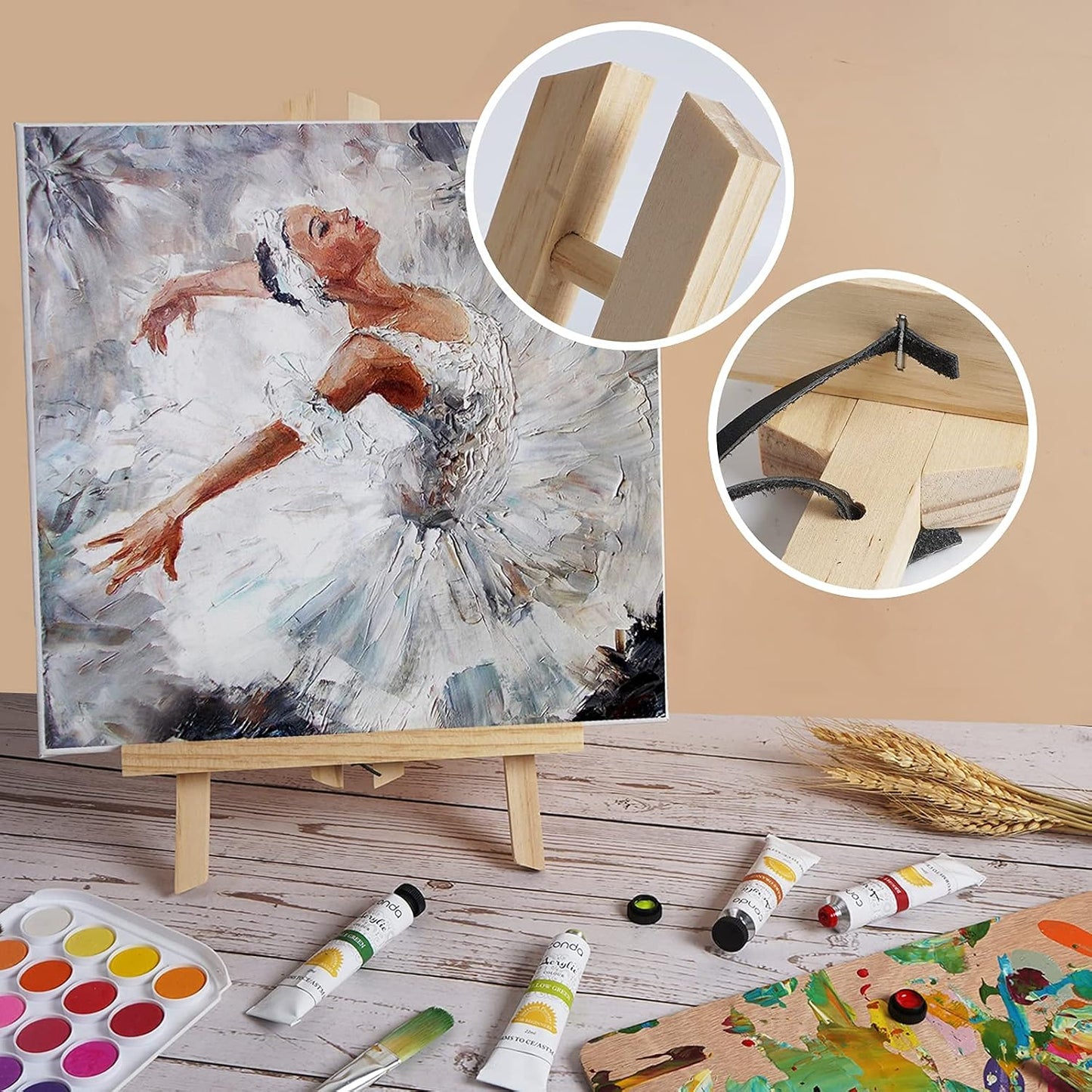 CONDA 6 Pack 16" Tabletop Display Easel, Portable A-Frame Tripod Display Easel for Painting Party & Displaying Canvases, Photos, Display Tripod Holder Stand for Students Kids Beginners