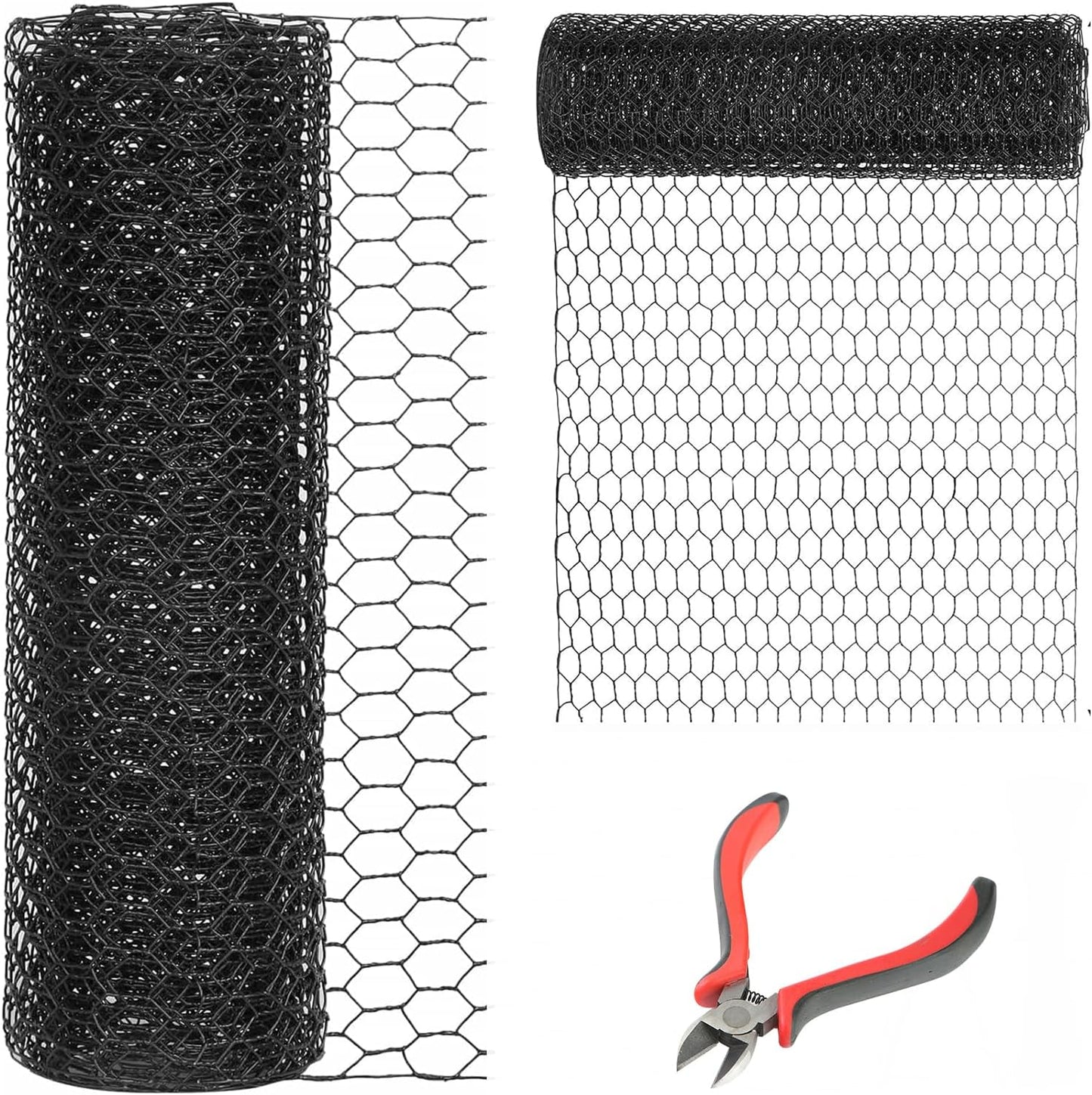 36'' x 150' Black Chicken Wire Mesh Fence, 20 Gauge Galvanized Poultry Netting and 1 inch Garden Mesh Fence Roll, Chicken Wire for Floral Arrangements/Crafts/Farm/Livestock/Pet Protection