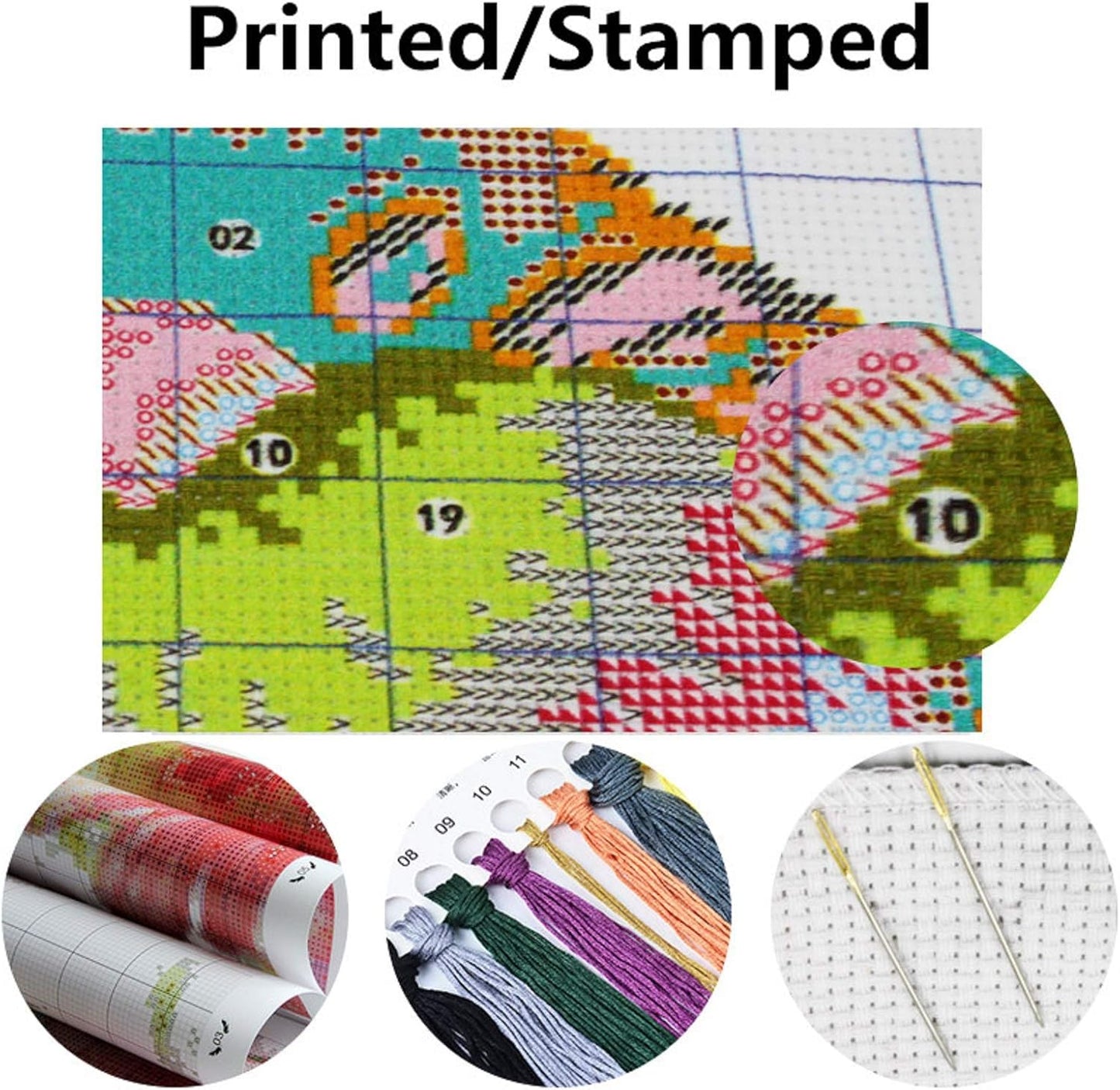 Dimensean Stamped Cross Stitch Kits Full Range of Embroidery Patterns Starter Kits for Beginners Adult or Kids DIY Cross Stitches Needlepoint Kits 11CT-Colorful Tree of Life 18x18 inch