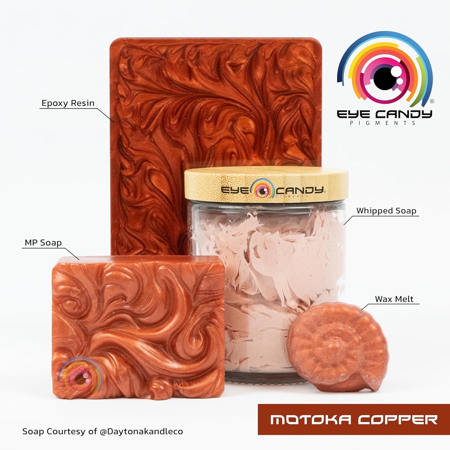 Eye Candy Pigments Premium Copper Mica Powder - Motoka Copper (25gr) - for Epoxy, Resin, Soap, Paint, Woodworking, Acrylic Pouring, Bath Bombs, Fishing Lures - DIY Arts and Crafts Additive