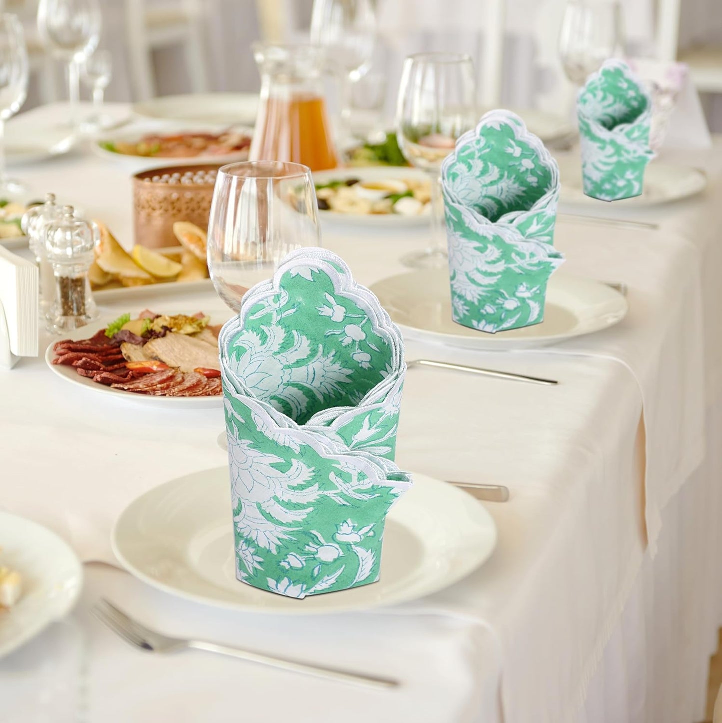 Ridhi Mint Green Cloth Napkins 100% Pure Cotton Farmhouse Wedding Dinner Napkins for Easter, Thanksgiving, Holiday Daily Wedding uses Napkins (4-20x20 Dinner Napkin)